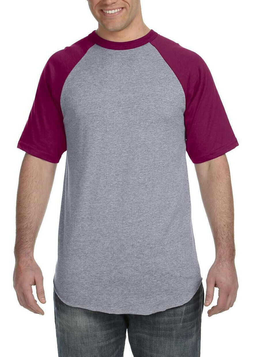 Mens Short-Sleeve Baseball Blended Jersey Raglan T-Shirt Performance Tee S-3XL