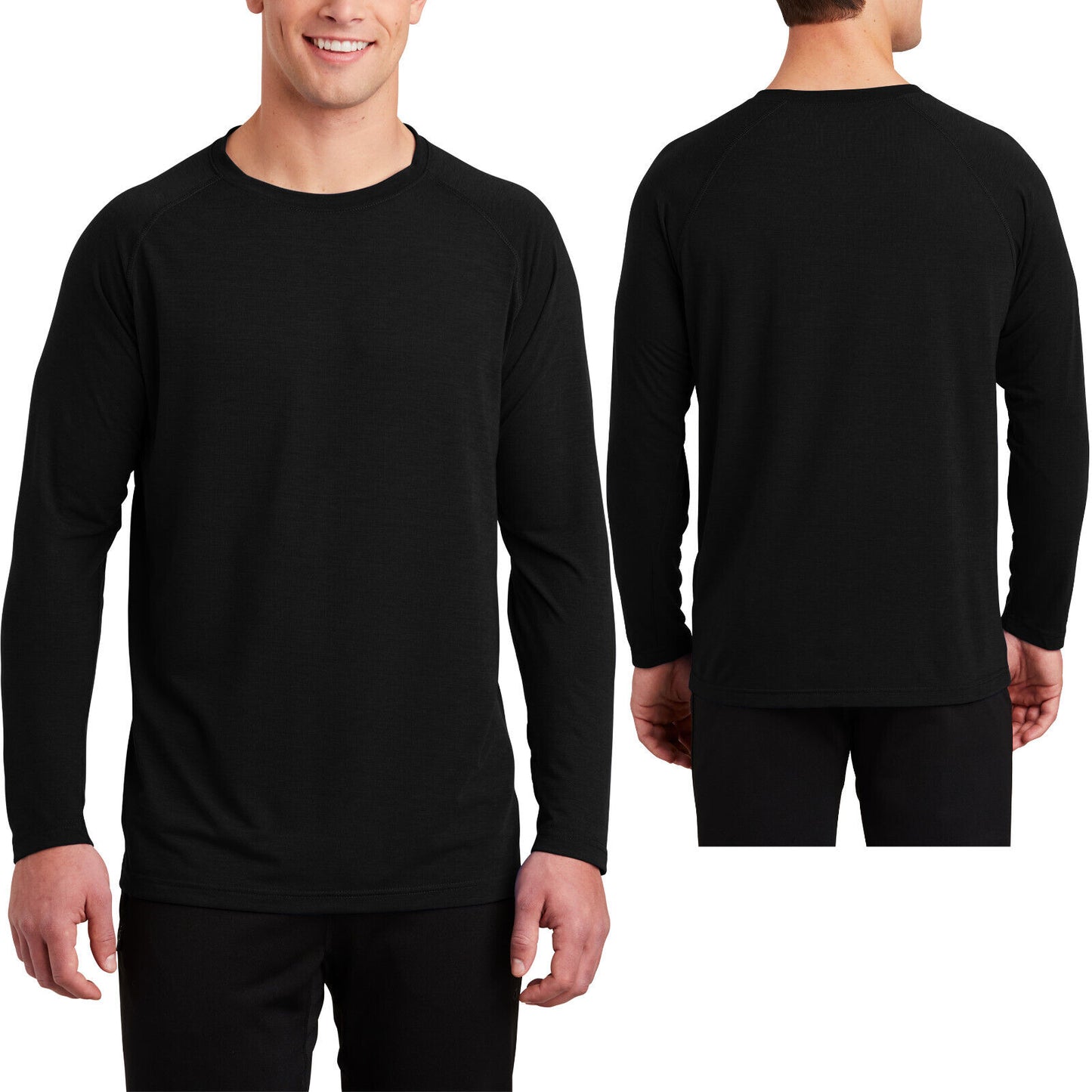 Mens "COTTON FEEL" Moisture Sweat Wicking Athletic Fit Long Sleeve T-Shirt XS-4X