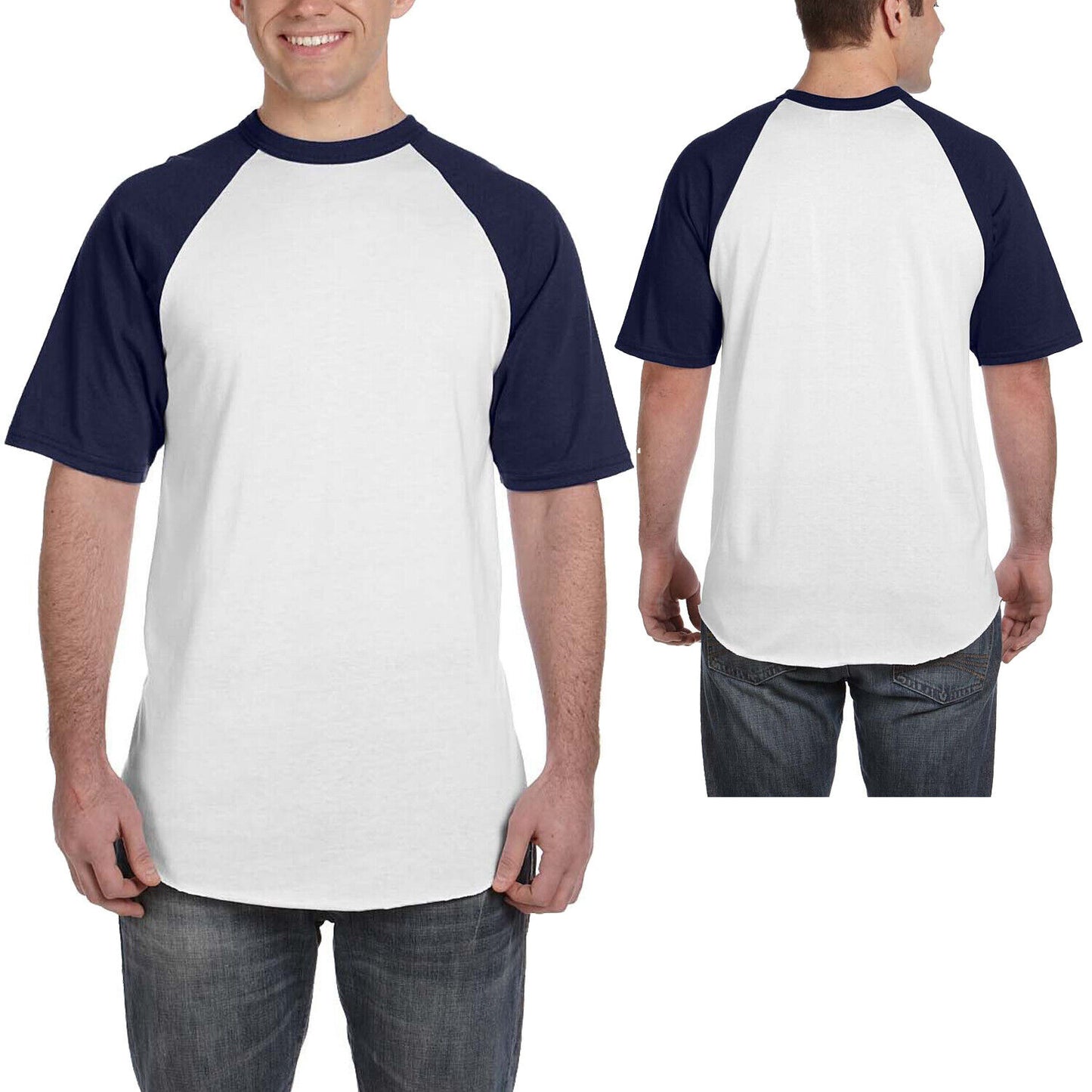 Mens Short-Sleeve Baseball Blended Jersey Raglan T-Shirt Performance Tee S-3XL