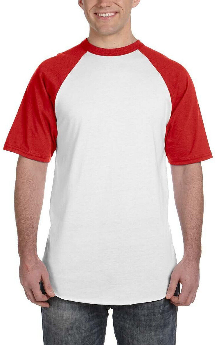Mens Short-Sleeve Baseball Blended Jersey Raglan T-Shirt Performance Tee S-3XL