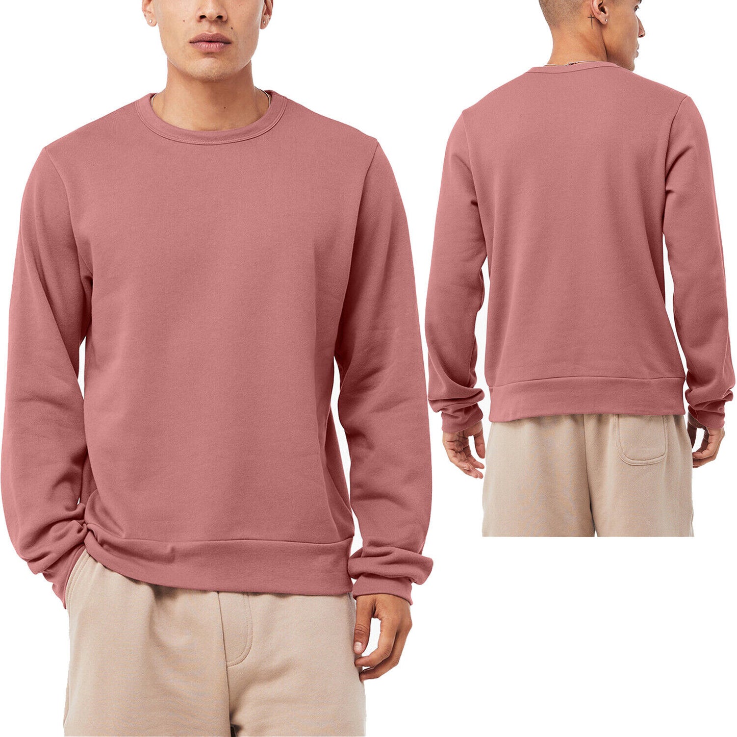 Mens Sponge Blended Fleece Soft Crewneck Relaxed Sweatshirt XS-3XL 8 Colors NEW!