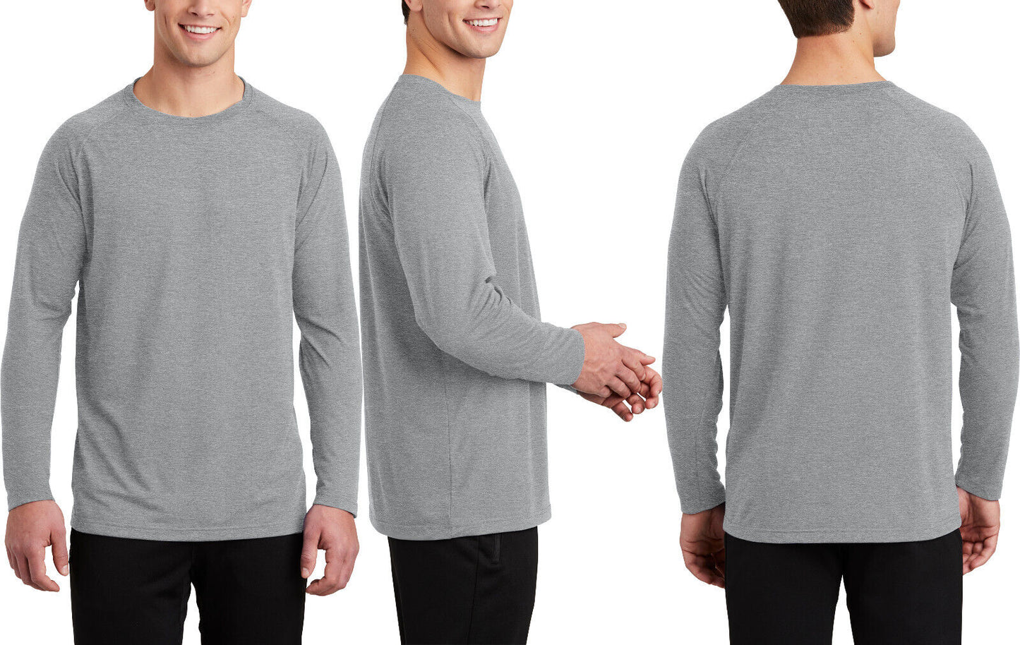 Mens "COTTON FEEL" Moisture Sweat Wicking Athletic Fit Long Sleeve T-Shirt XS-4X