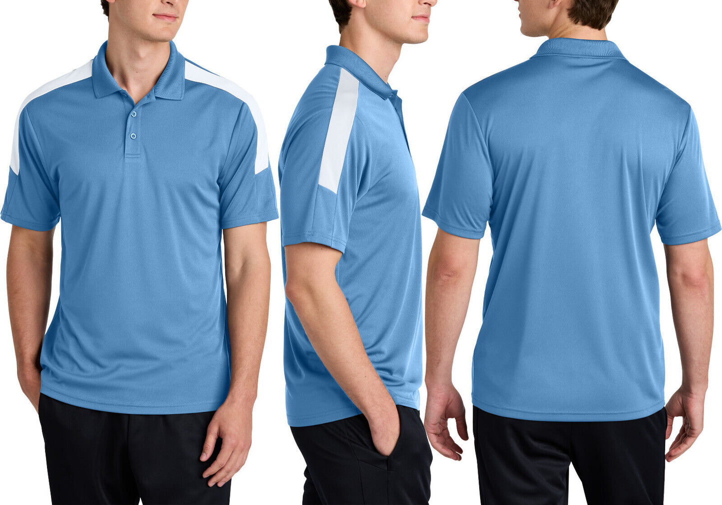 Mens Color Block Shoulder Wicking Polo UPF 30+ Moisture Wicking Team Sport XS-4X