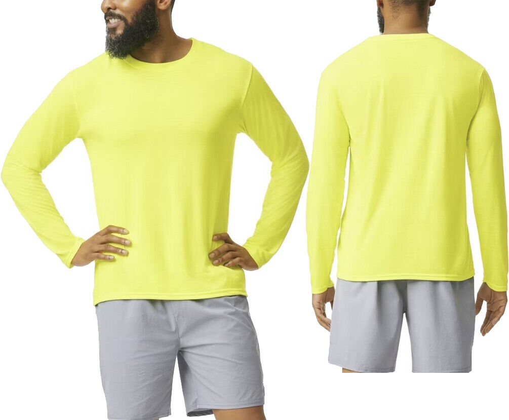 Gildan Cotton Feel Moisture Wicking Tee Anti-Microbial Long Sleeve T-Shirt S-3XL