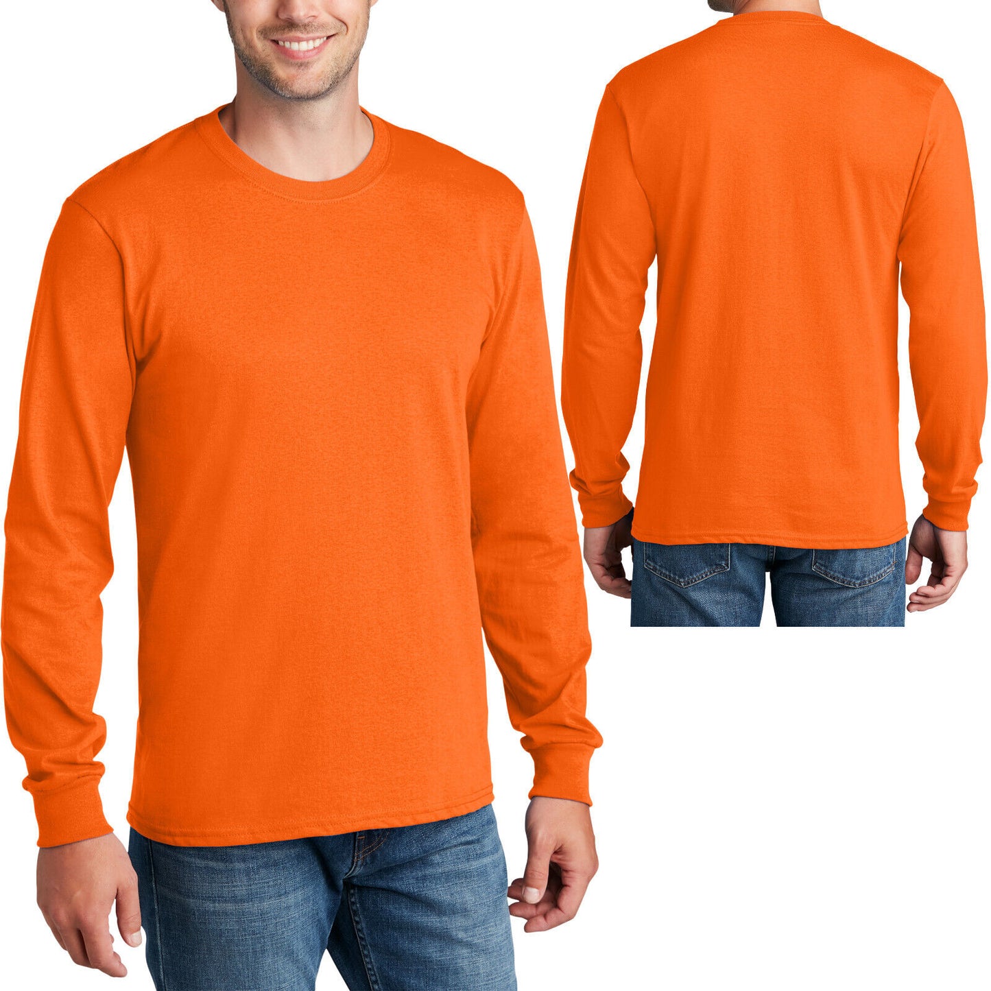 Mens Safety Colors Tee Cotton Blend Crewneck Long Sleeve T-Shirt S-4XL NEW!