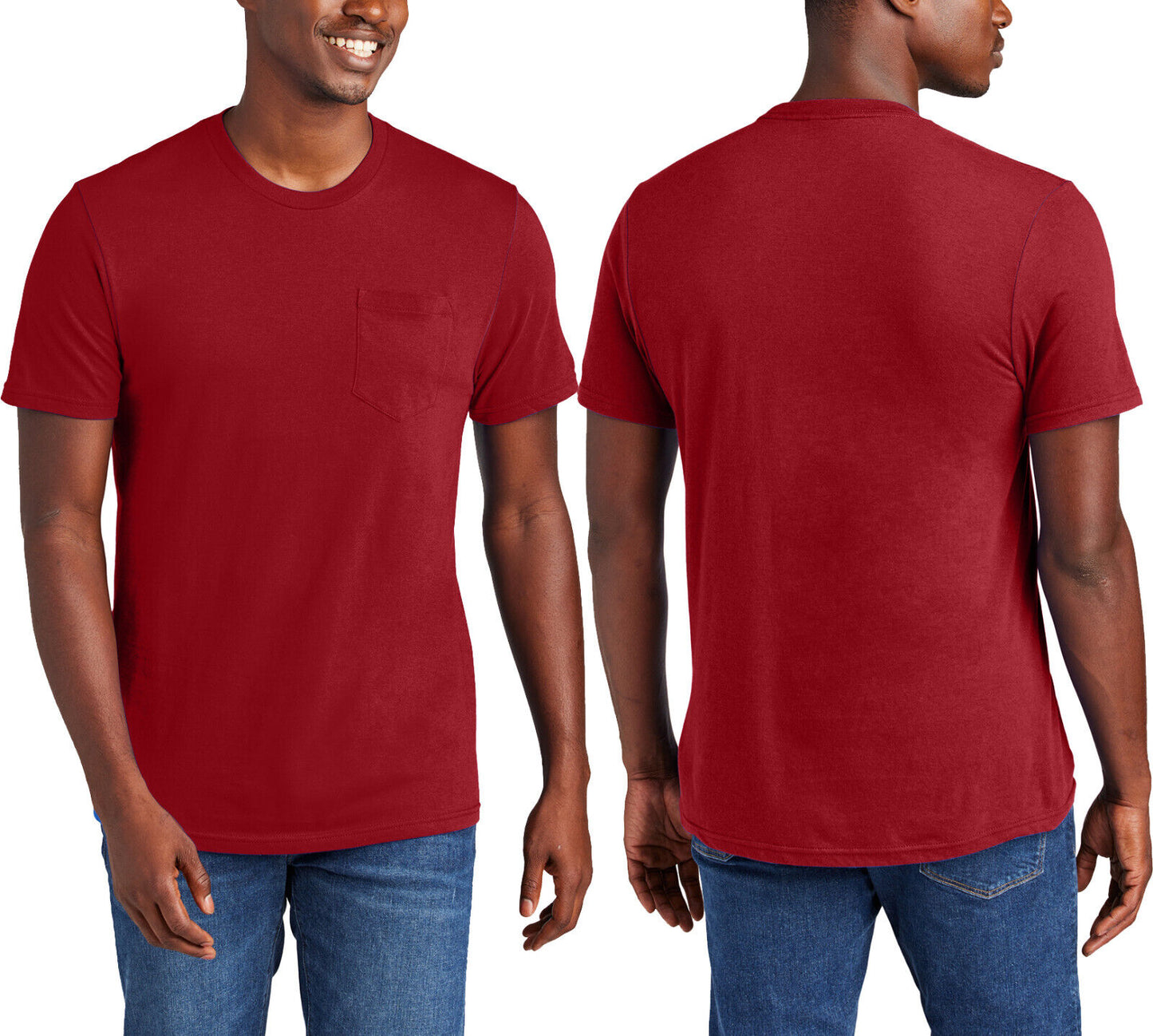 Mens Heathers & Solids Crew Neck T-Shirt with POCKET Tee Size XL, 2XL, 3XL, 4XL