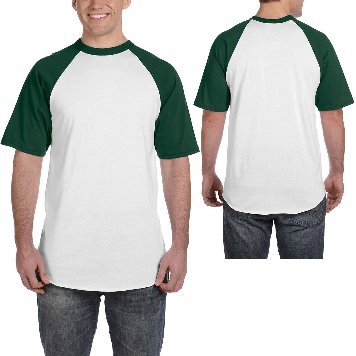 Mens Short-Sleeve Baseball Blended Jersey Raglan T-Shirt Performance Tee S-3XL
