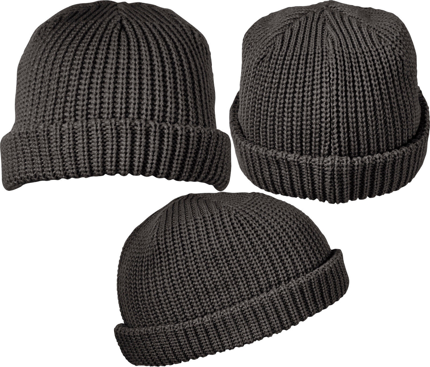 Dock Beanie Winter Warm Headwear Double Layer 7" Length With 2" Fold-Up Cuff NEW