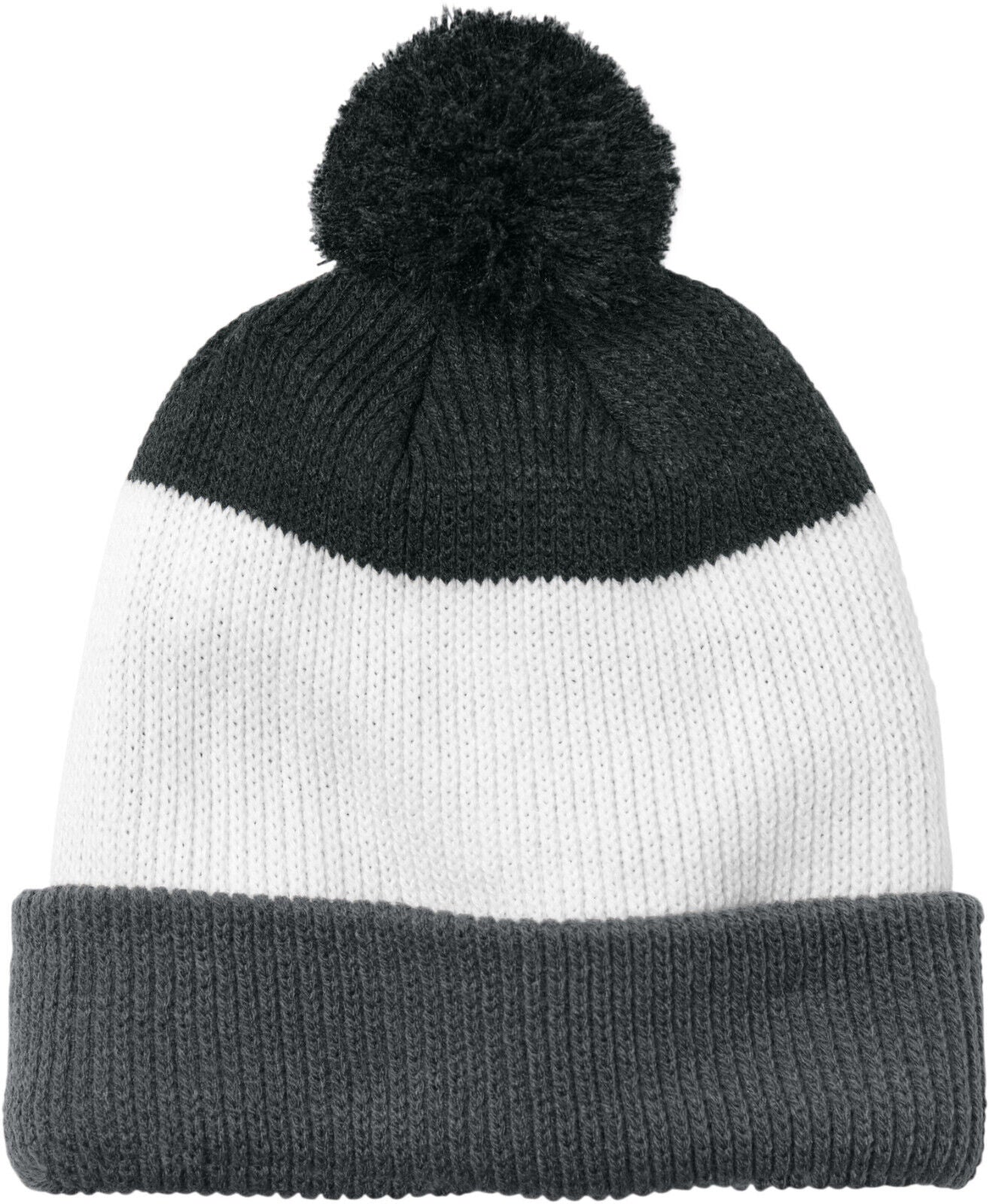 Mens Womens Cozy Striped Pom Beanie Winter Warm Headwear Hat NEW Adjustable Cuff