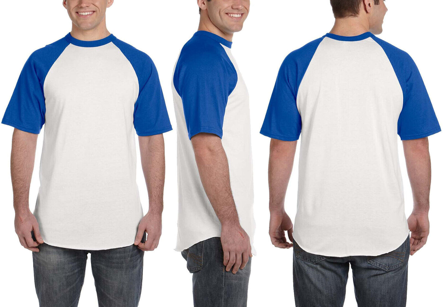 Mens Short-Sleeve Baseball Blended Jersey Raglan T-Shirt Performance Tee S-3XL