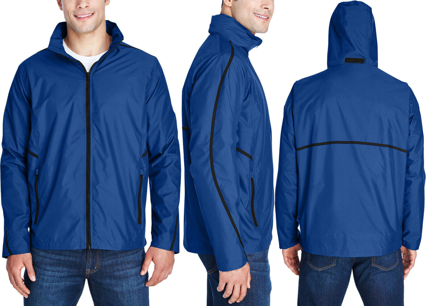 Mens Mesh Lined Abrasion, Wind, & Water Resistant Full Zip Jacket Hooded XS-4XL