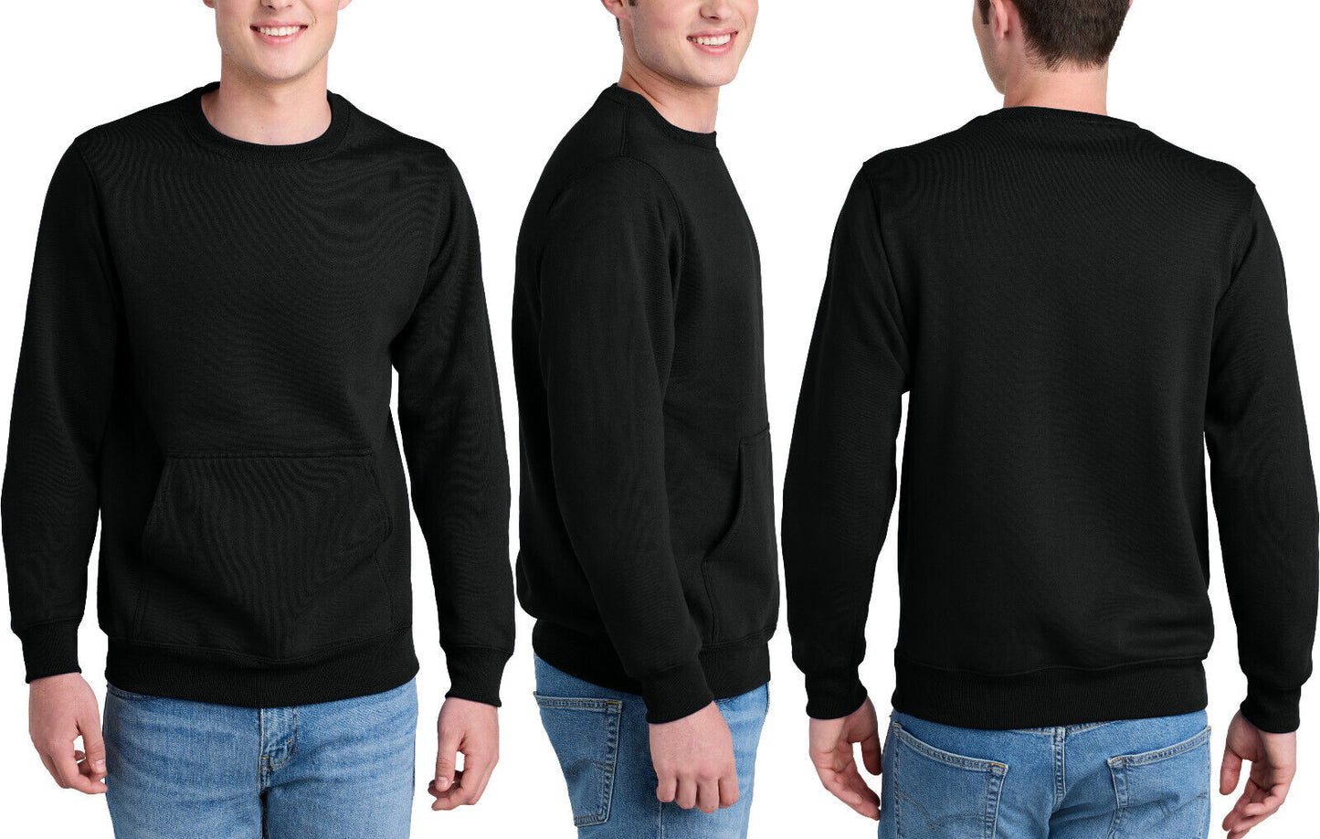 Mens Soft Cozy Fleece Creneck Pocket Blended Sweatshirt S-4XL 8 Colors NEW!