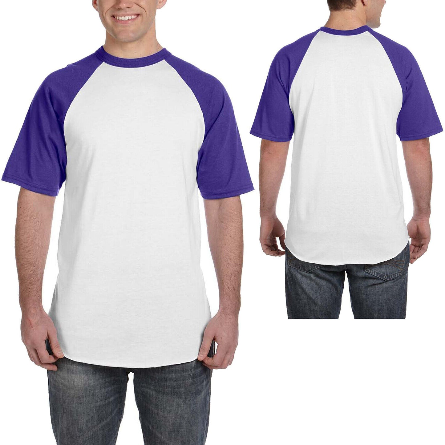 Mens Short-Sleeve Baseball Blended Jersey Raglan T-Shirt Performance Tee S-3XL