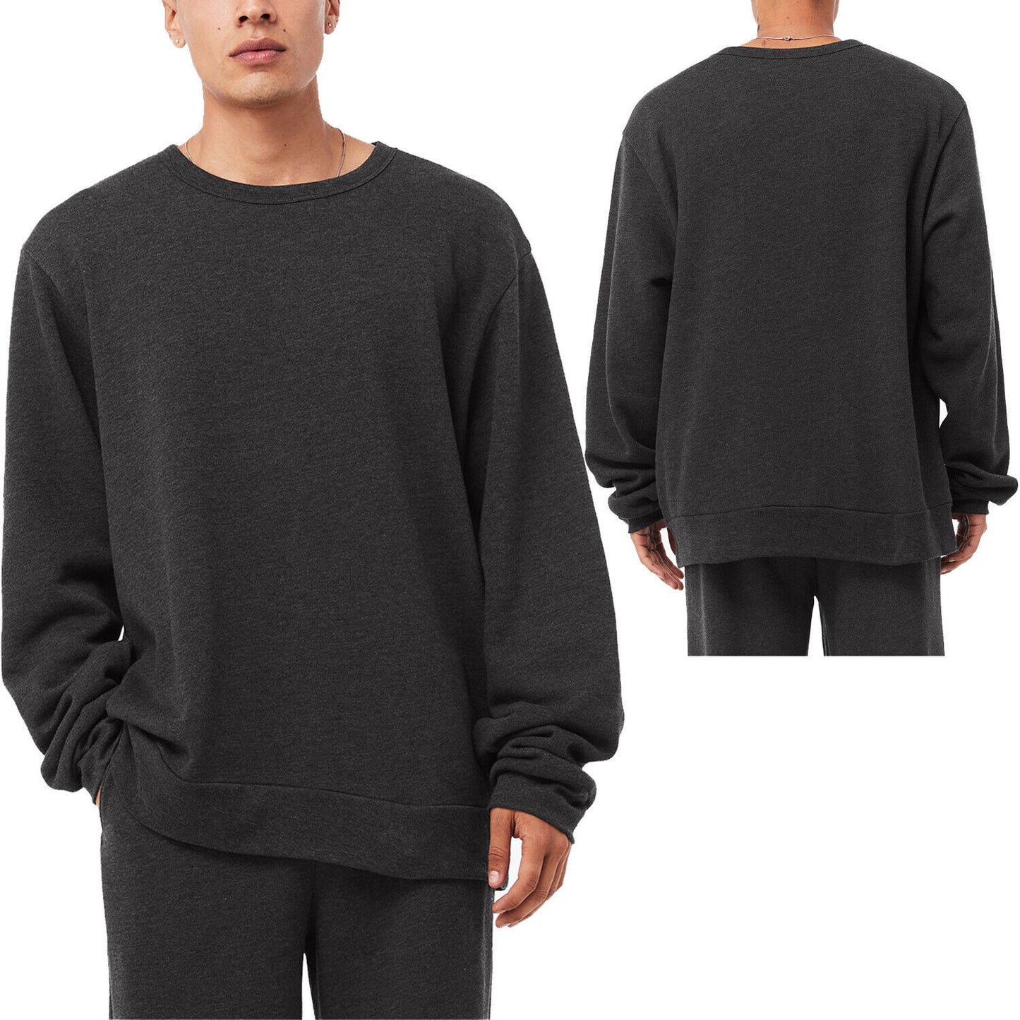 Mens Sponge Blended Fleece Soft Crewneck Relaxed Sweatshirt XS-3XL 8 Colors NEW!