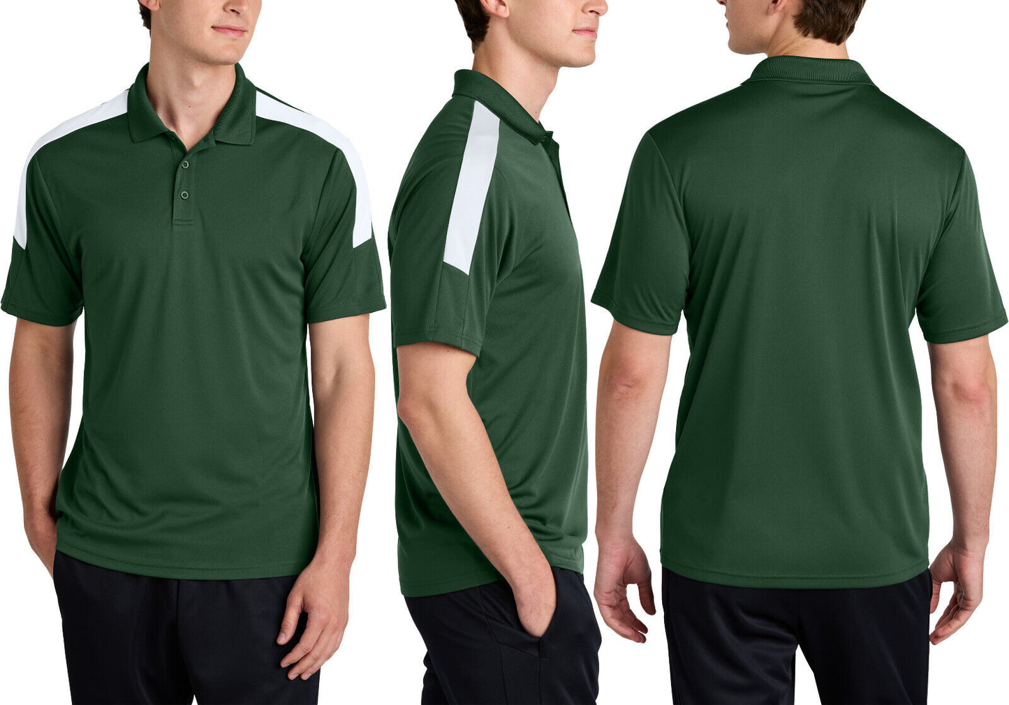 Mens Color Block Shoulder Wicking Polo UPF 30+ Moisture Wicking Team Sport XS-4X