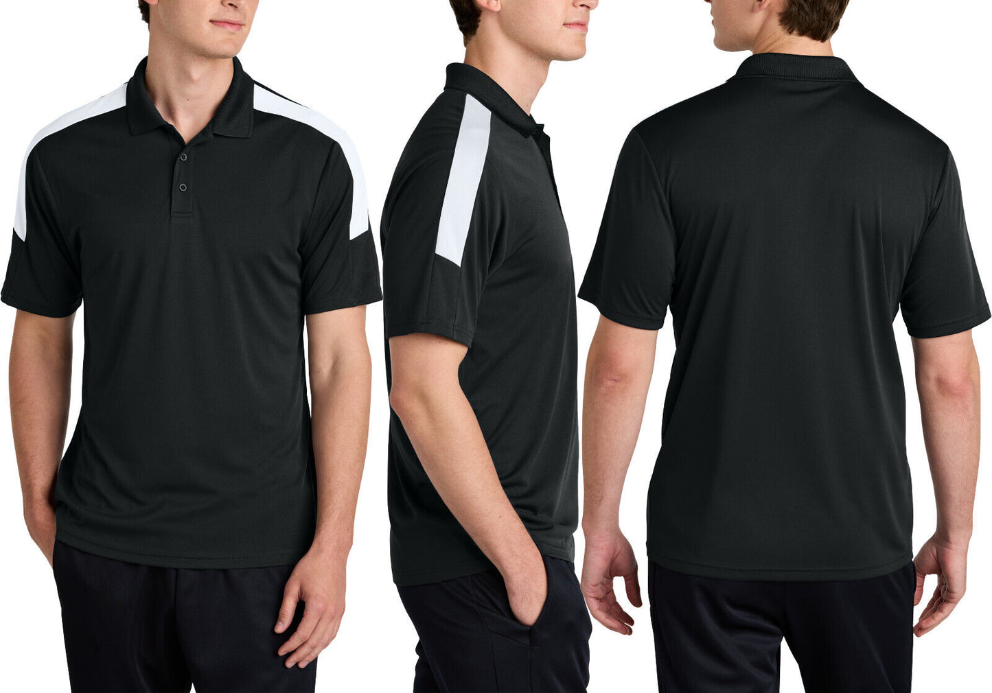 Mens Color Block Shoulder Wicking Polo UPF 30+ Moisture Wicking Team Sport XS-4X