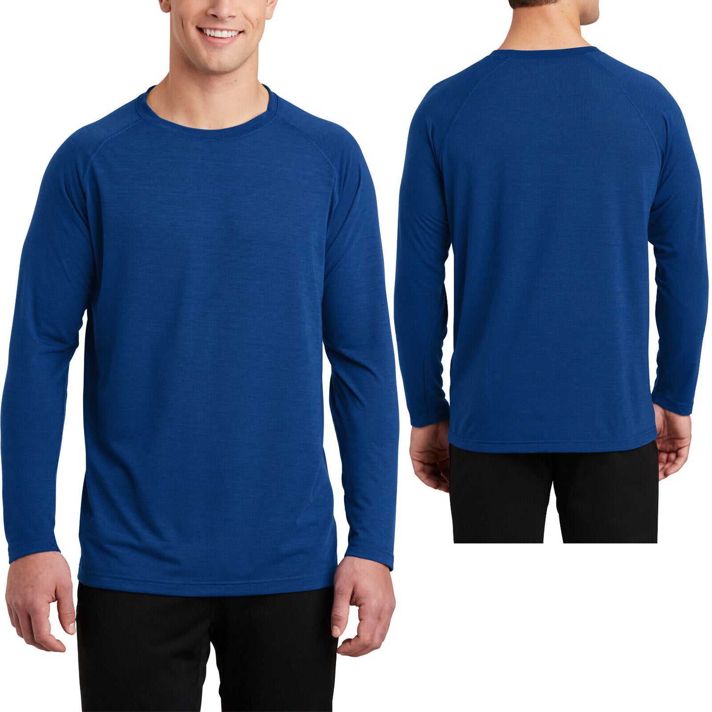 Mens "COTTON FEEL" Moisture Sweat Wicking Athletic Fit Long Sleeve T-Shirt XS-4X