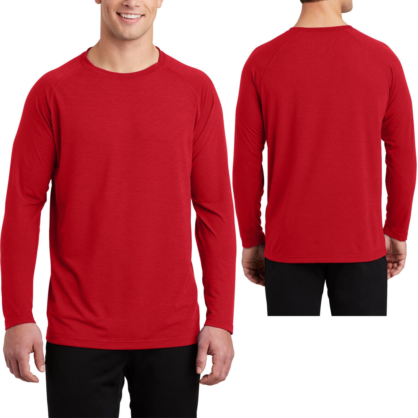 Mens "COTTON FEEL" Moisture Sweat Wicking Athletic Fit Long Sleeve T-Shirt XS-4X