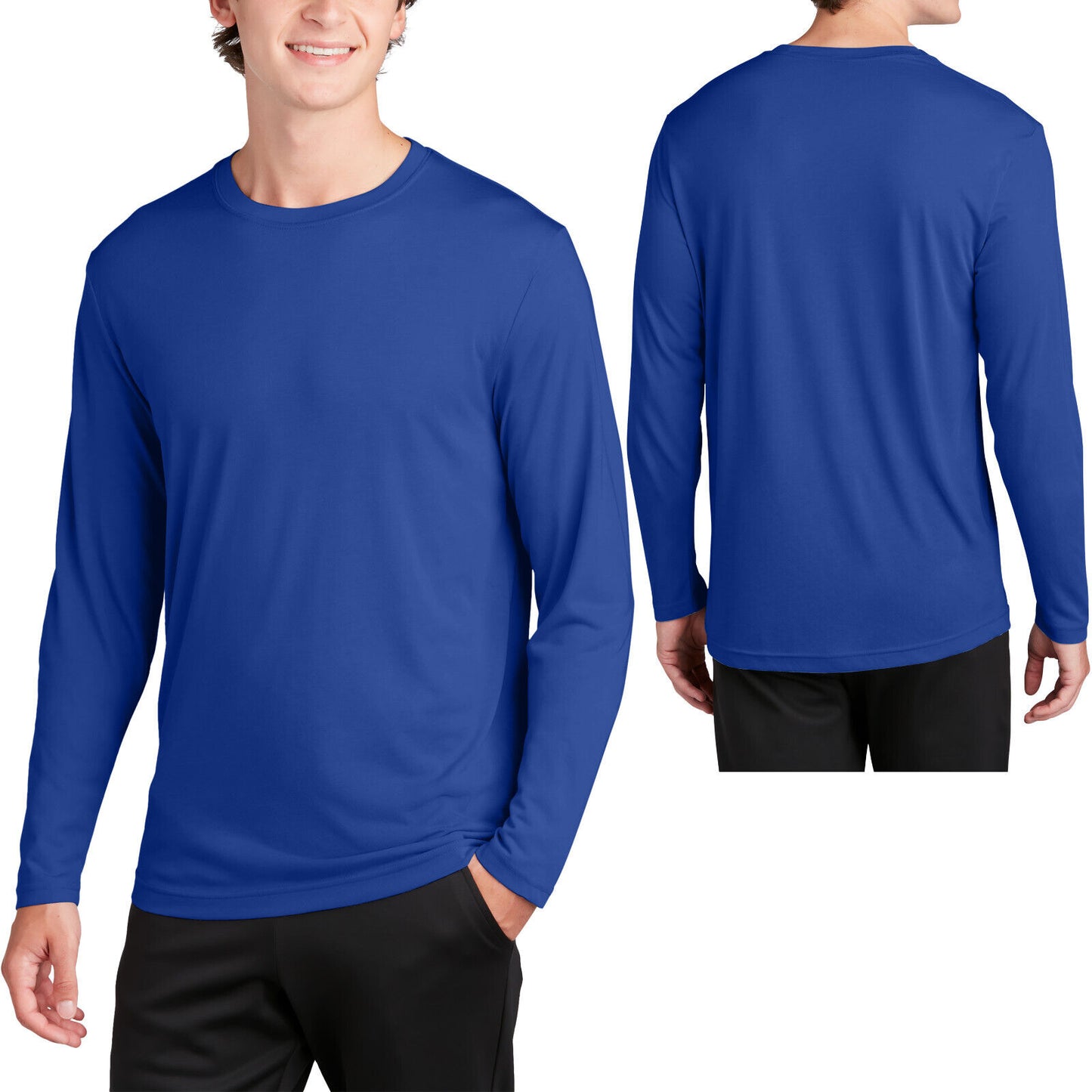 Mens 100% Poly "COTTON FEEL" Moisture Wicking Athletic Long Sleeve T-Shirt XS-4X