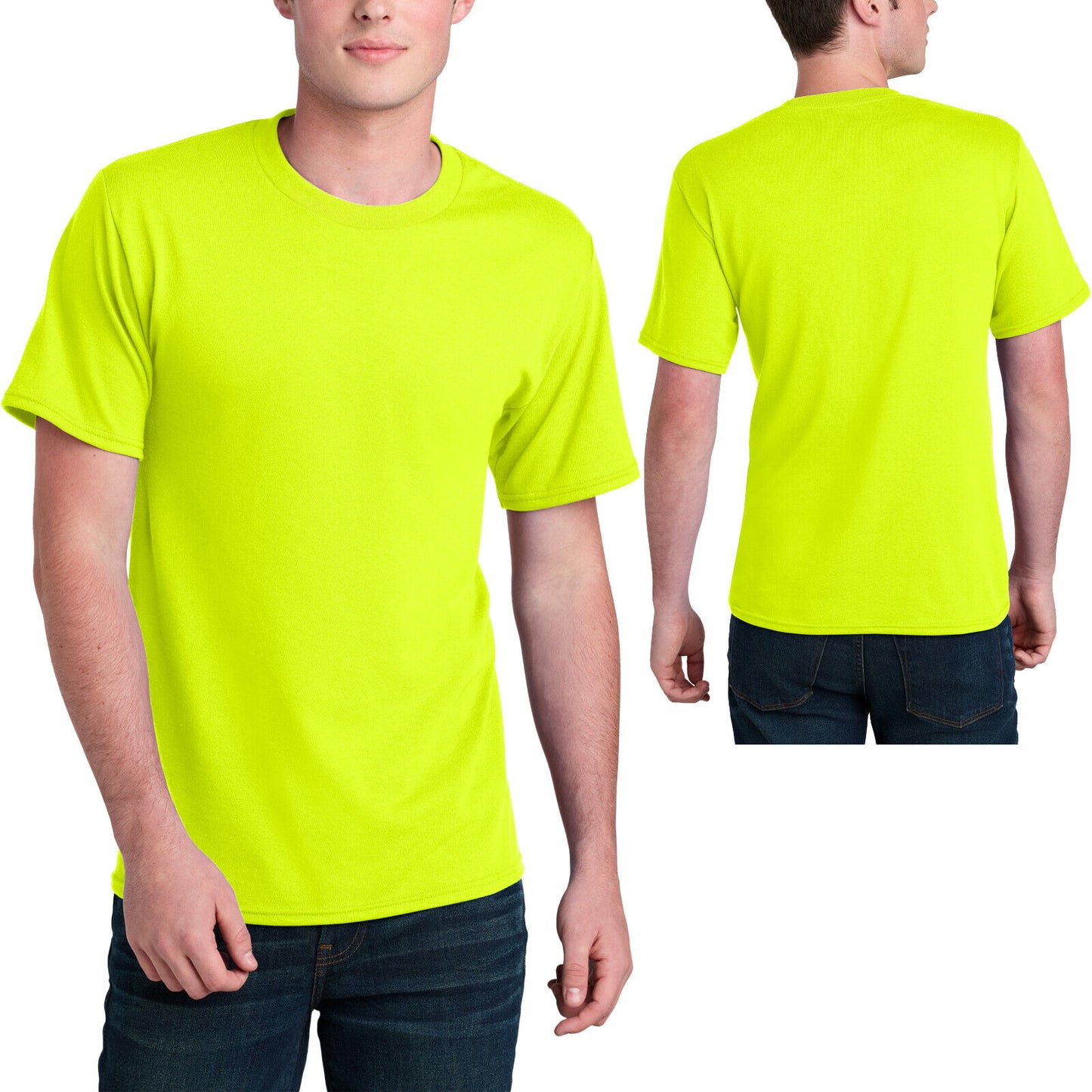 Mens Safety Green & Safety Orange Sustainably Made Tee Blended Soft T-Shirt S-4X