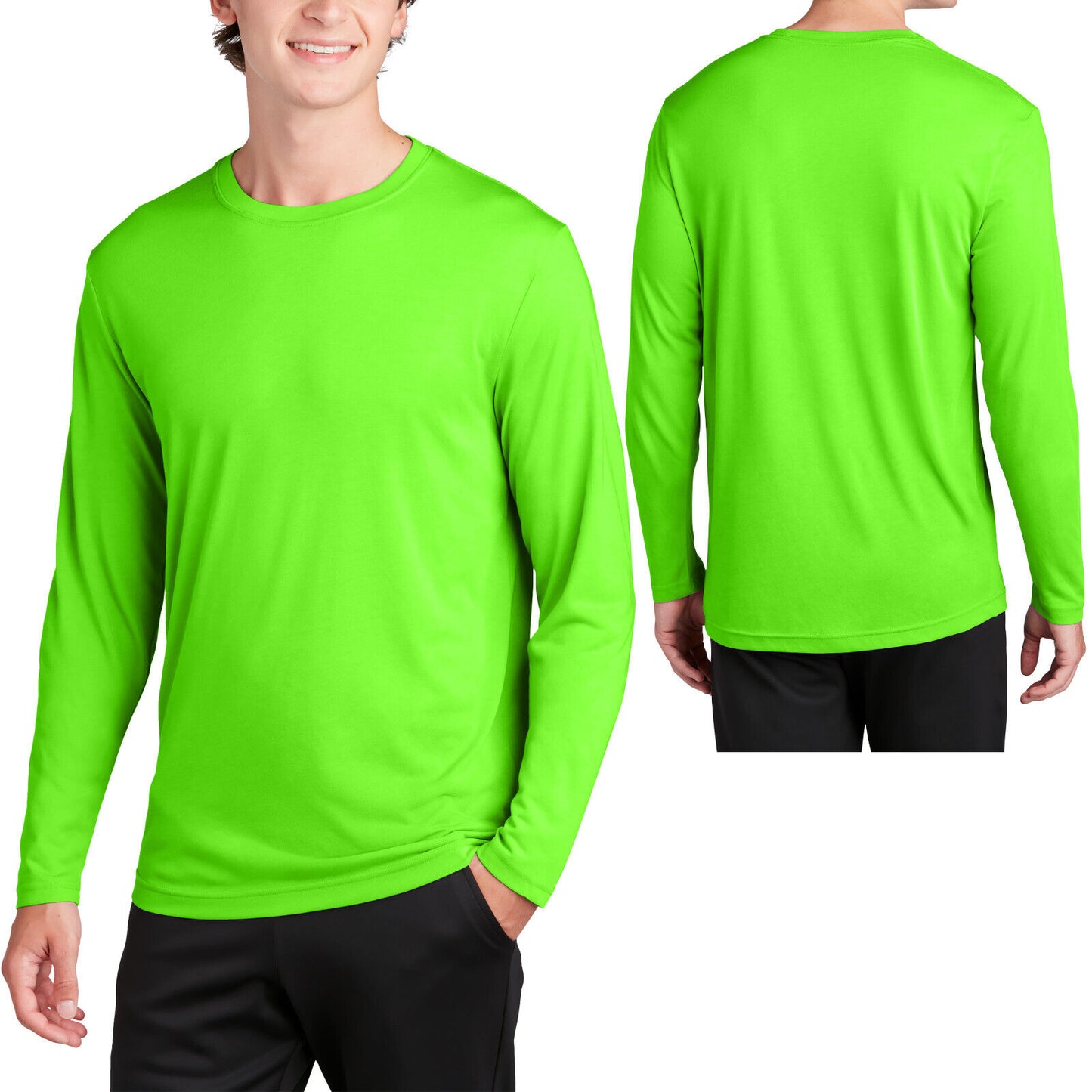 Mens 100% Poly "COTTON FEEL" Moisture Wicking Athletic Long Sleeve T-Shirt XS-4X