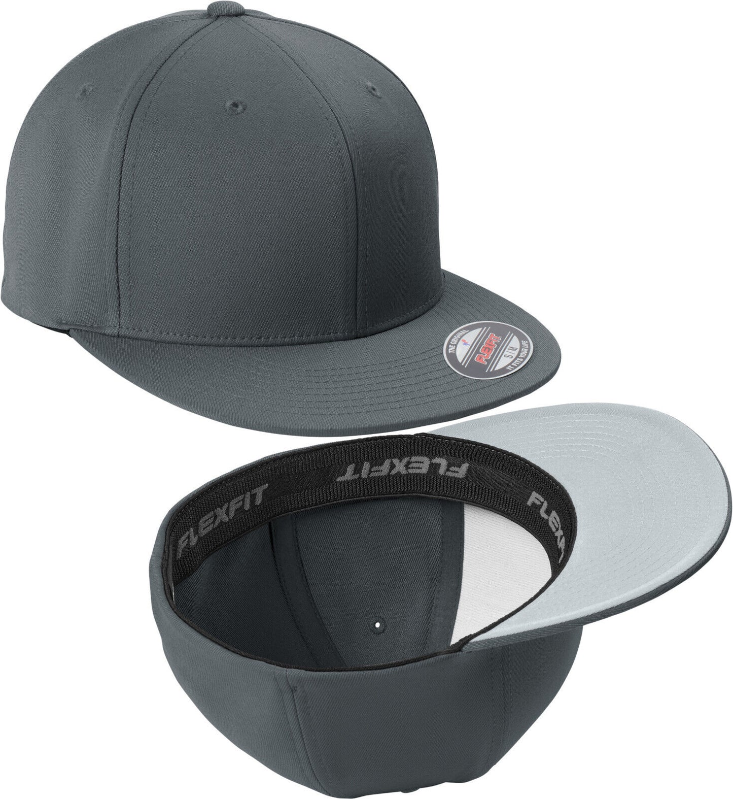 Flexfit Cool & Dry Flat Bill Structured Baseball Hat High Profile Cap S/M, L/XL
