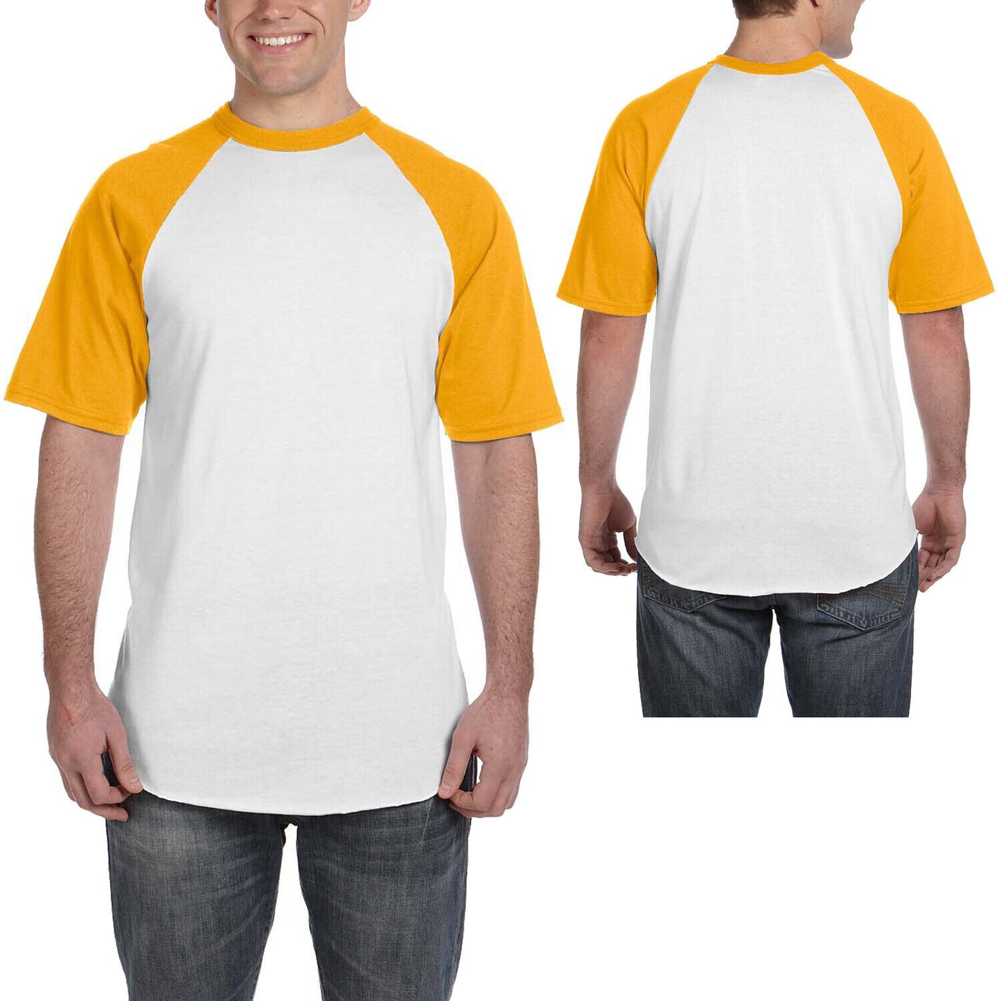 Mens Short-Sleeve Baseball Blended Jersey Raglan T-Shirt Performance Tee S-3XL