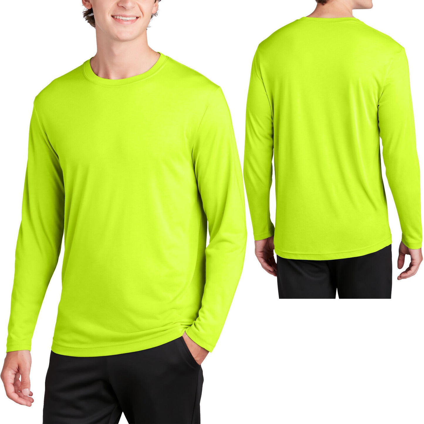 Mens 100% Poly "COTTON FEEL" Moisture Wicking Athletic Long Sleeve T-Shirt XS-4X