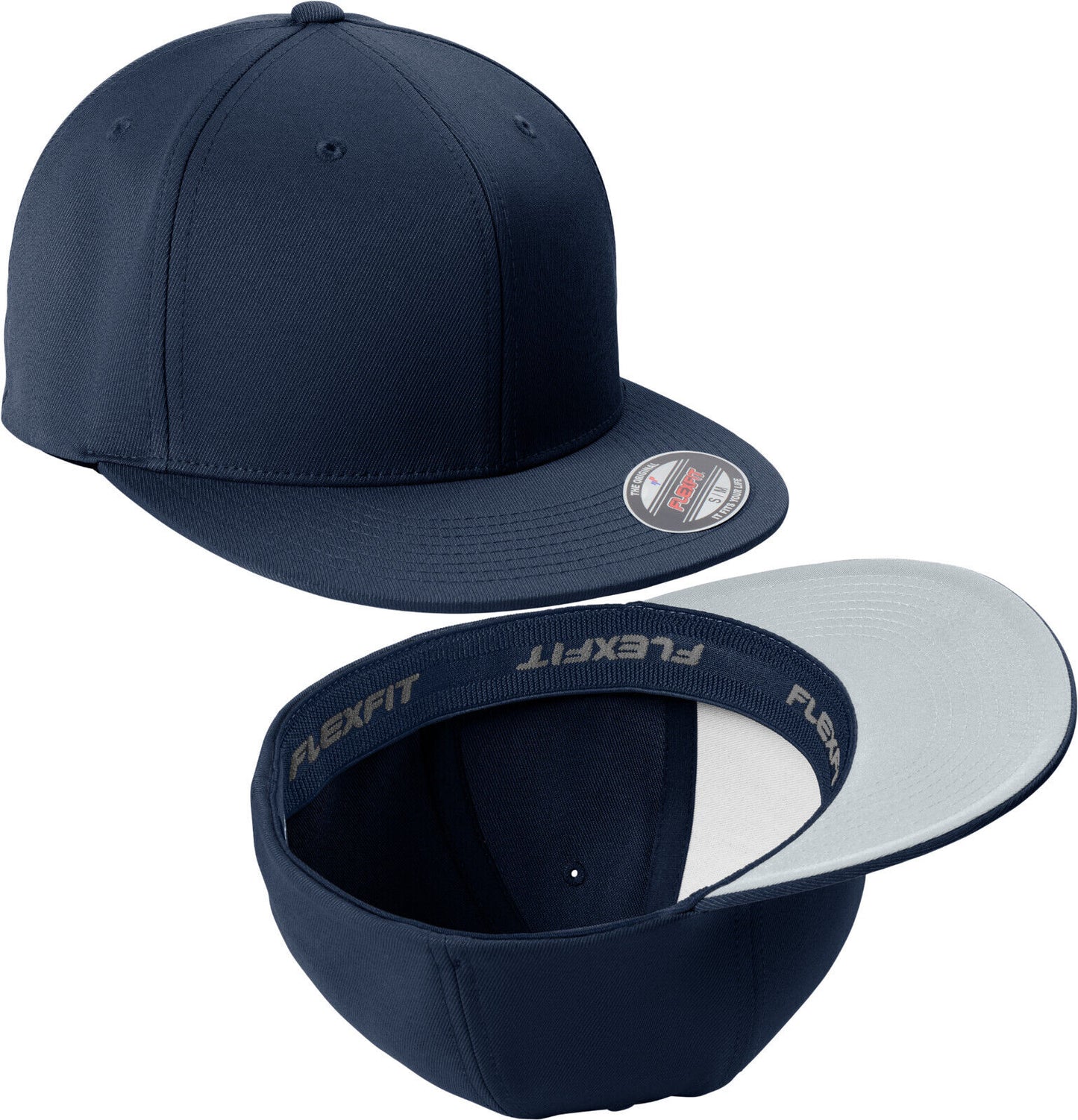 Flexfit Cool & Dry Flat Bill Structured Baseball Hat High Profile Cap S/M, L/XL