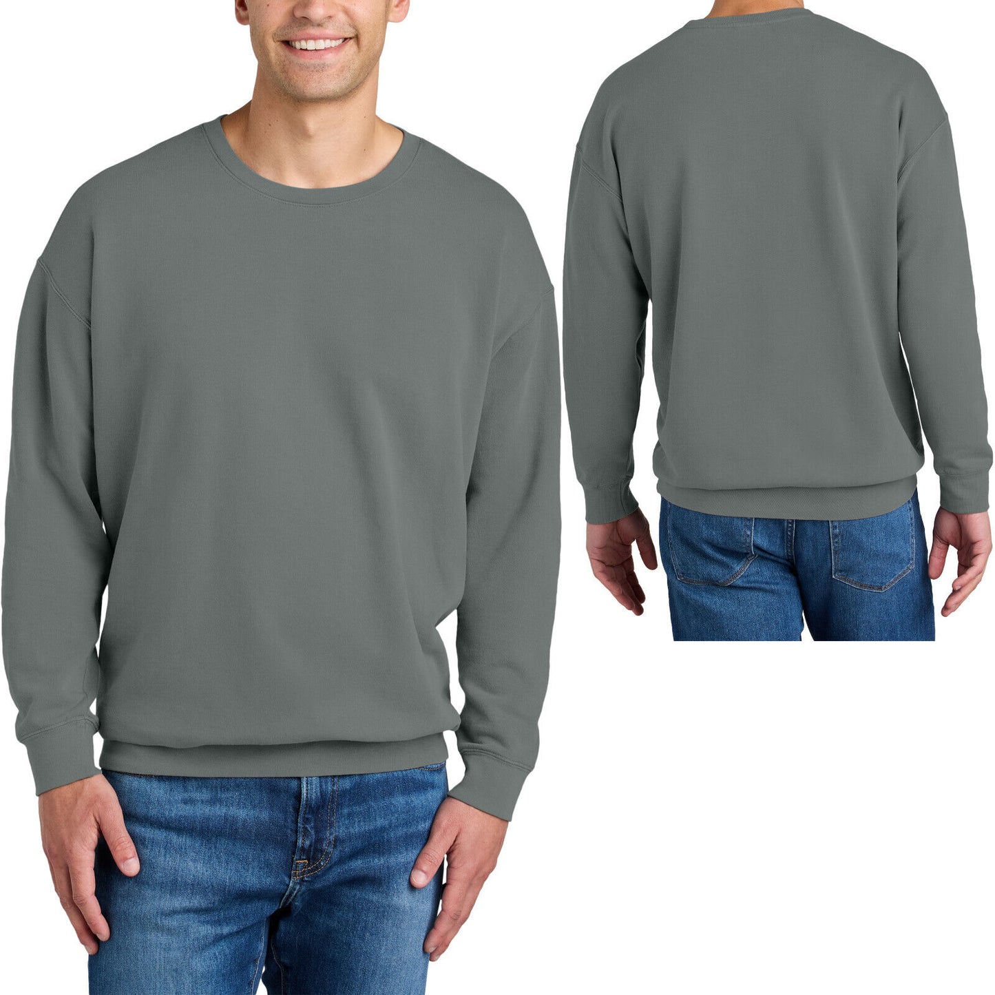 Mens Lightweight 100% Soft Ring Spun USA Cotton Crewneck Sweatshirt S-3XL NEW!