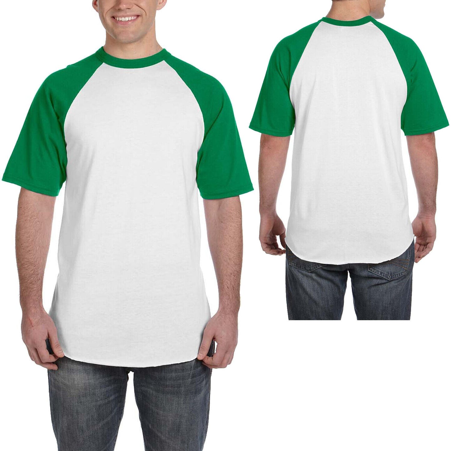 Mens Short-Sleeve Baseball Blended Jersey Raglan T-Shirt Performance Tee S-3XL