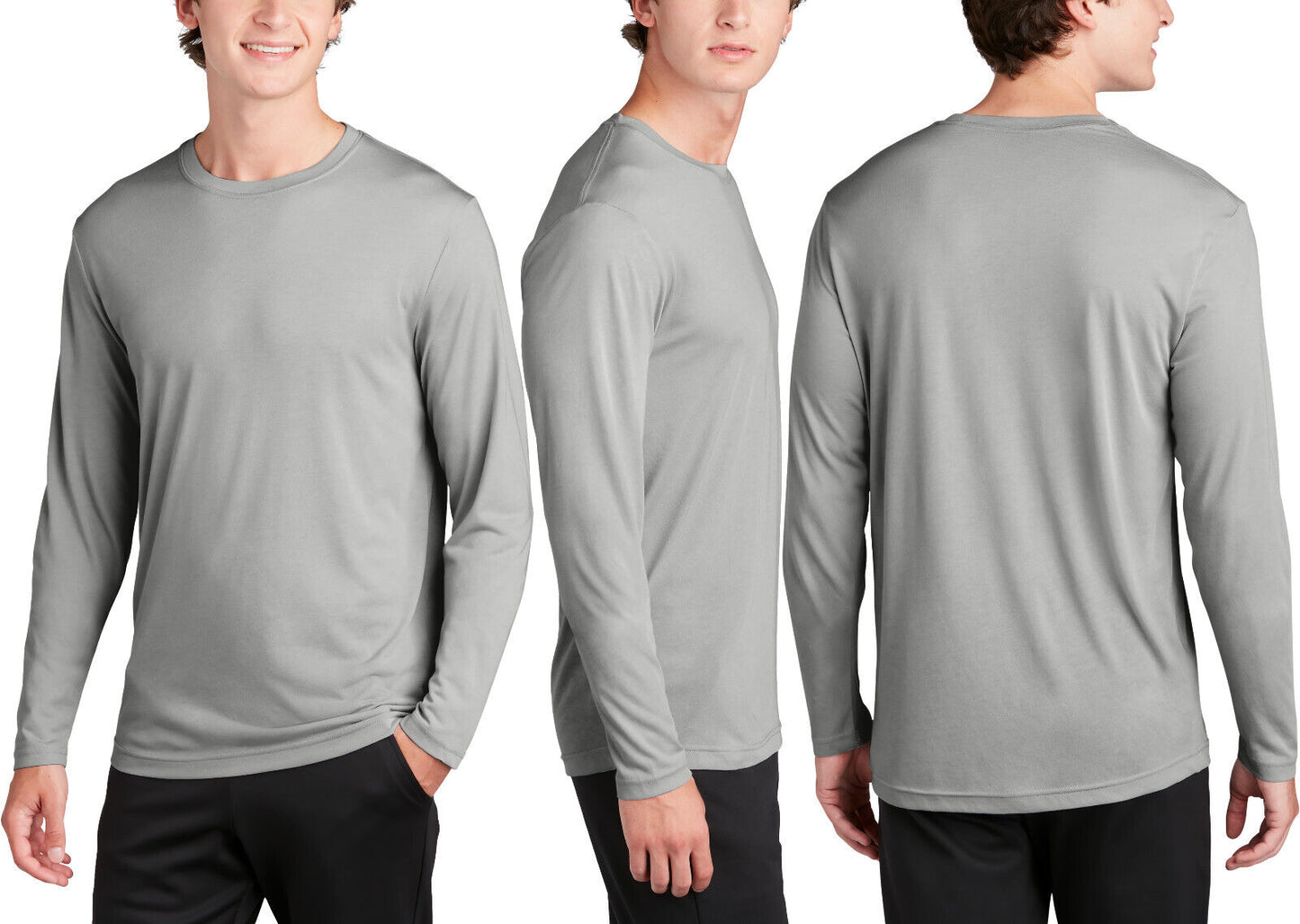 Mens 100% Poly "COTTON FEEL" Moisture Wicking Athletic Long Sleeve T-Shirt XS-4X
