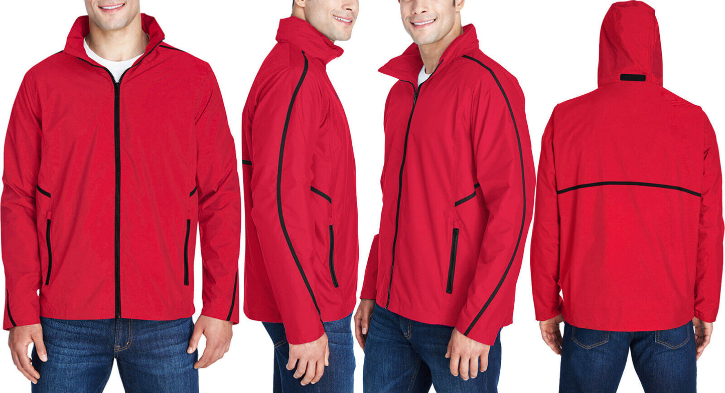 Mens Mesh Lined Abrasion, Wind, & Water Resistant Full Zip Jacket Hooded XS-4XL