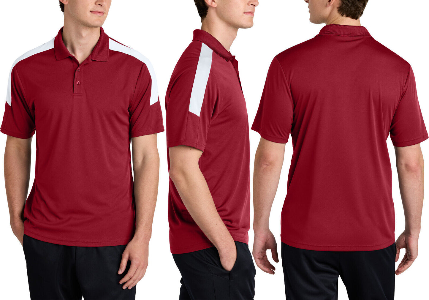 Mens Color Block Shoulder Wicking Polo UPF 30+ Moisture Wicking Team Sport XS-4X