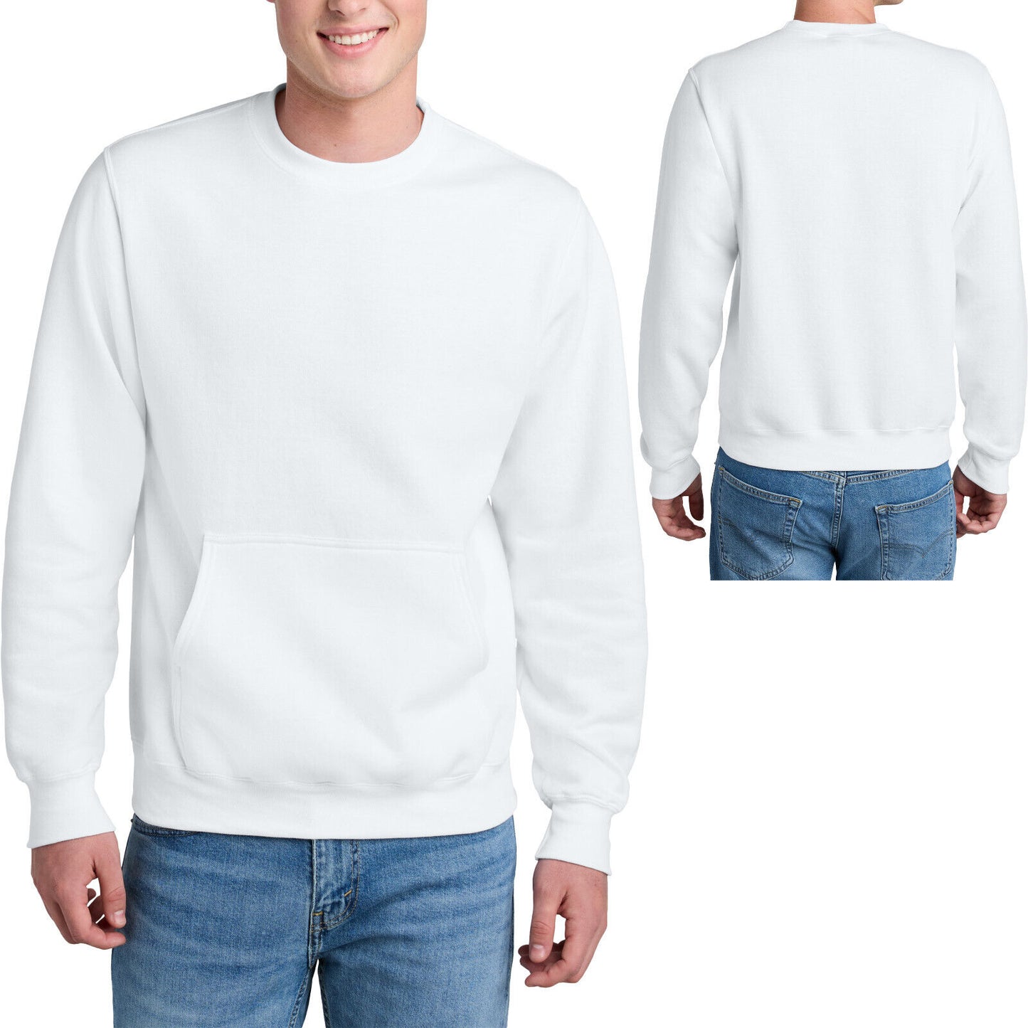 Mens Soft Cozy Fleece Creneck Pocket Blended Sweatshirt S-4XL 8 Colors NEW!