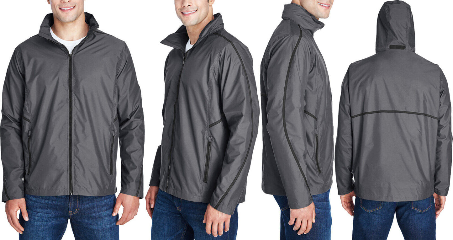 Mens Mesh Lined Abrasion, Wind, & Water Resistant Full Zip Jacket Hooded XS-4XL
