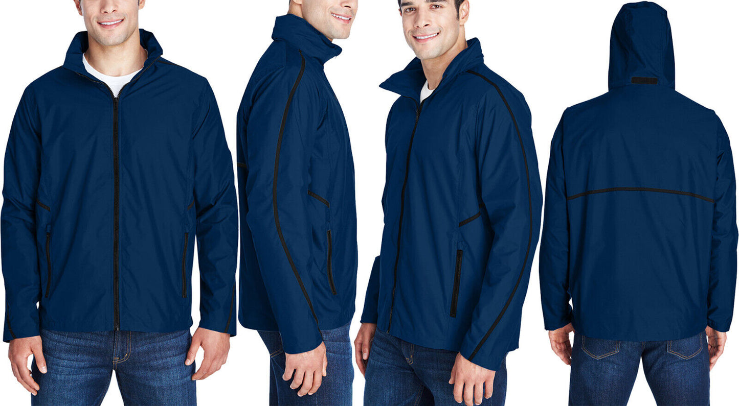 Mens Mesh Lined Abrasion, Wind, & Water Resistant Full Zip Jacket Hooded XS-4XL