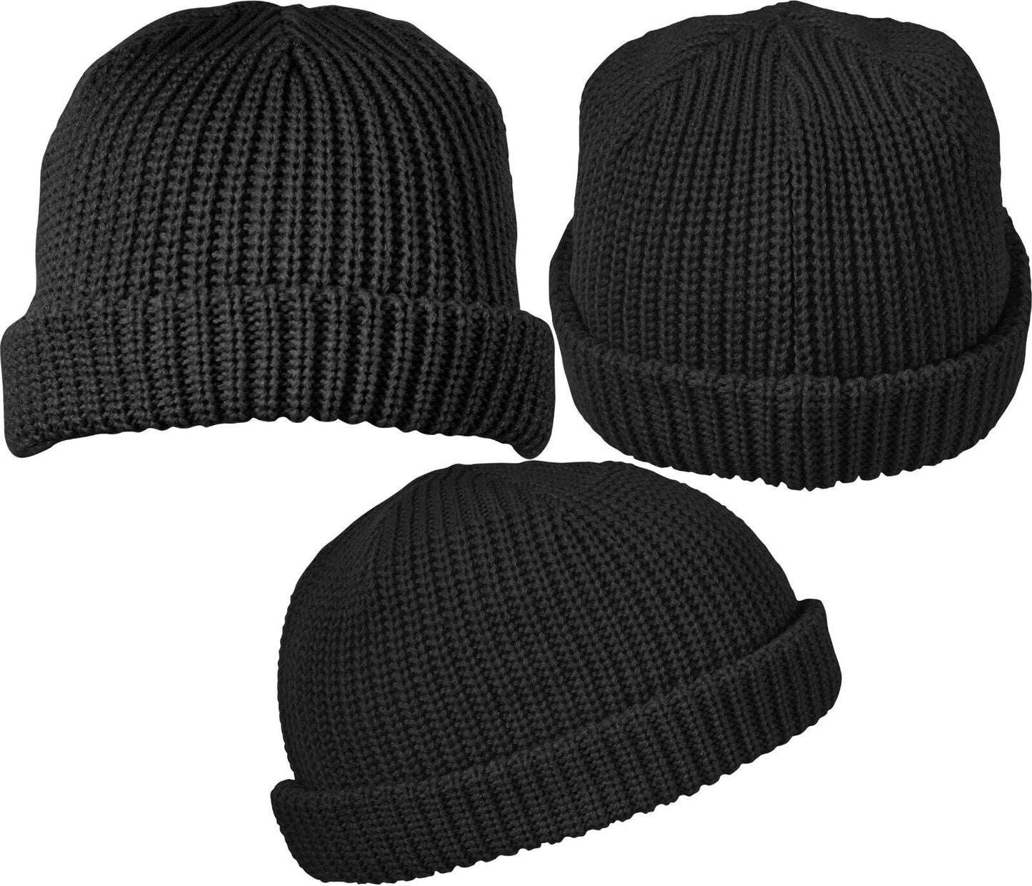 Dock Beanie Winter Warm Headwear Double Layer 7" Length With 2" Fold-Up Cuff NEW
