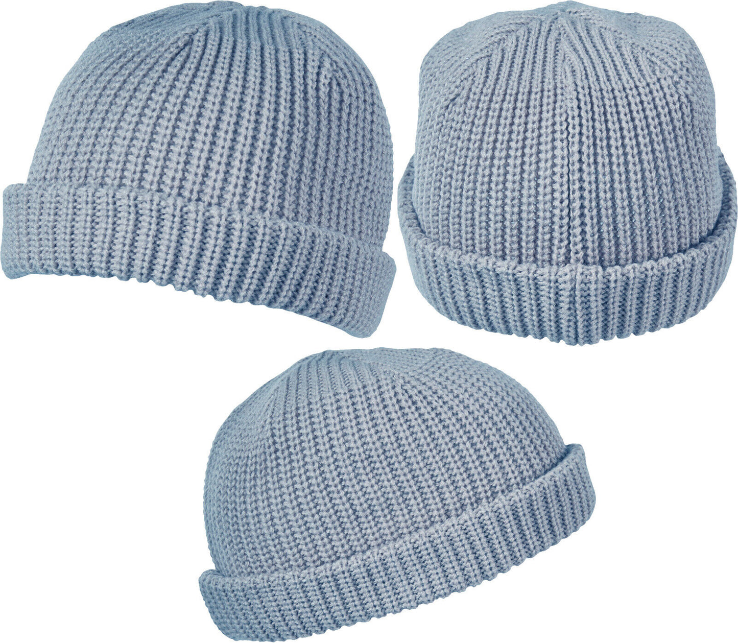Dock Beanie Winter Warm Headwear Double Layer 7" Length With 2" Fold-Up Cuff NEW