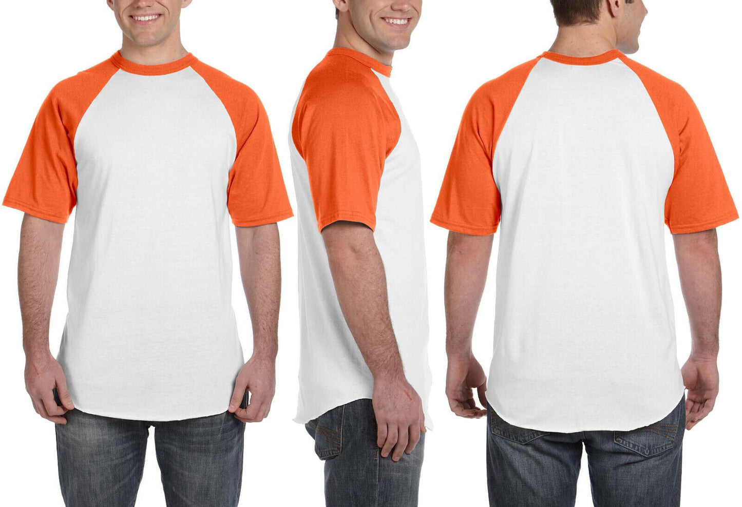 Mens Short-Sleeve Baseball Blended Jersey Raglan T-Shirt Performance Tee S-3XL