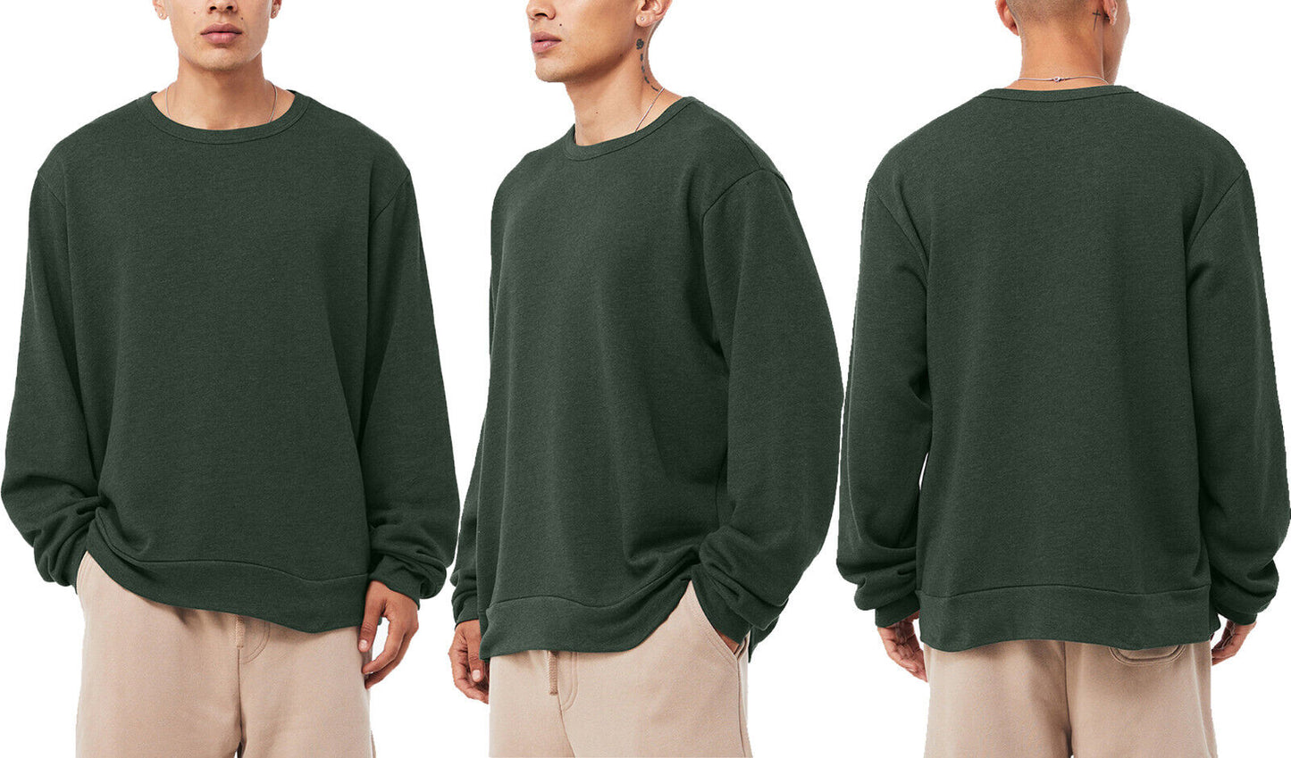Mens Sponge Blended Fleece Soft Crewneck Relaxed Sweatshirt XS-3XL 8 Colors NEW!