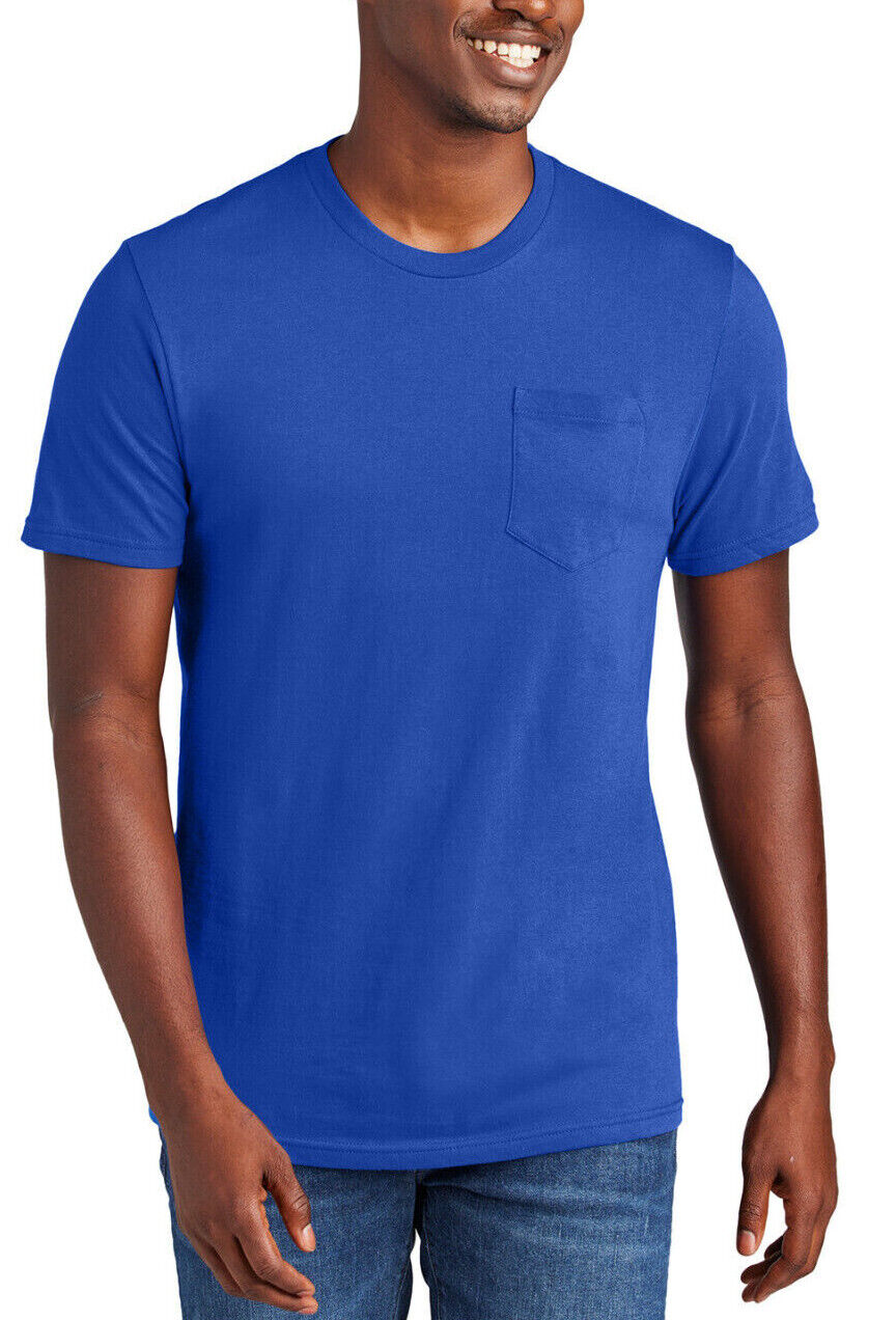 Mens Heathers & Solids Crew Neck T-Shirt with POCKET Tee Size XL, 2XL, 3XL, 4XL