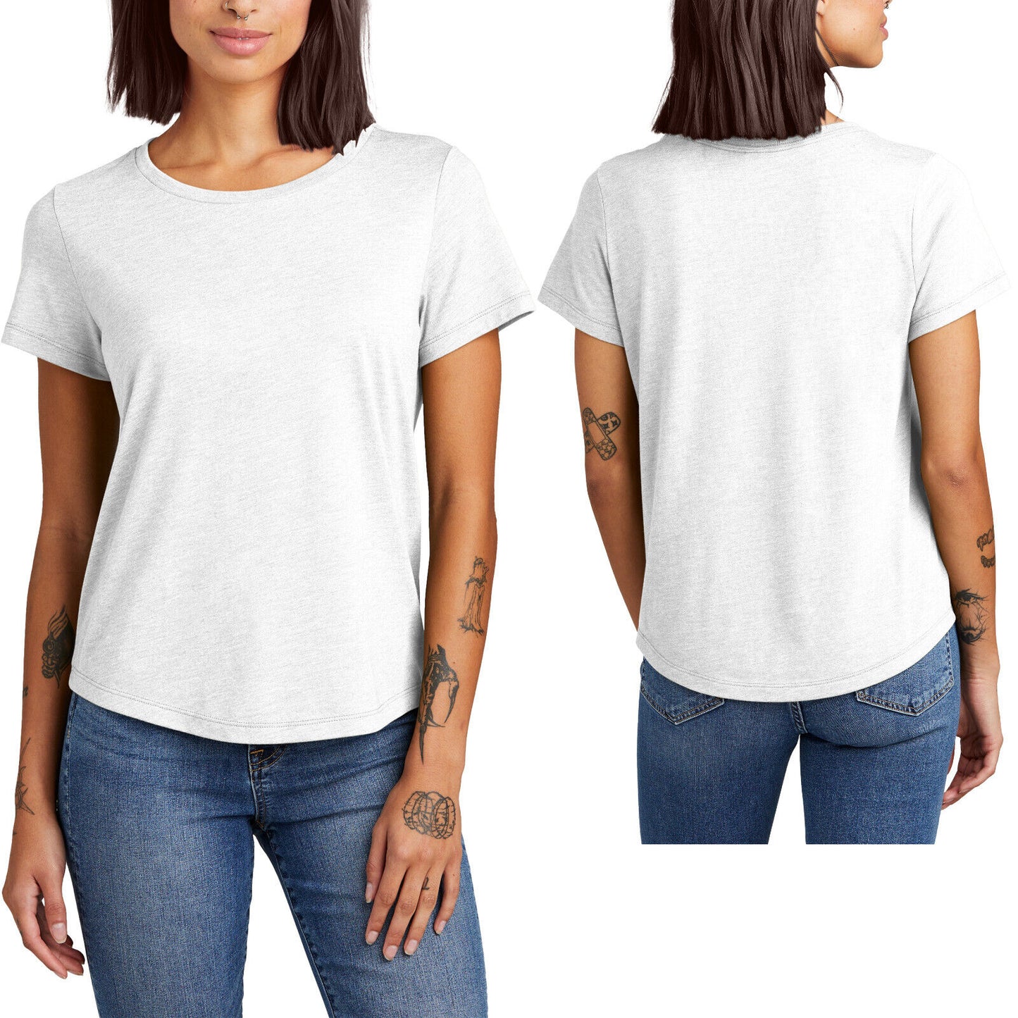 Womens Relaxed Fit Tri Blend T-Shirt Ladies Scoop Neck Super Soft Tee XS-2XL NEW