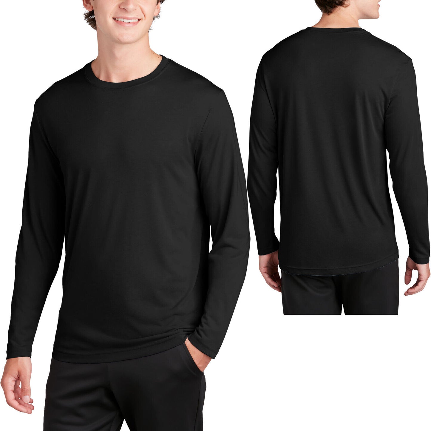 Mens 100% Poly "COTTON FEEL" Moisture Wicking Athletic Long Sleeve T-Shirt XS-4X