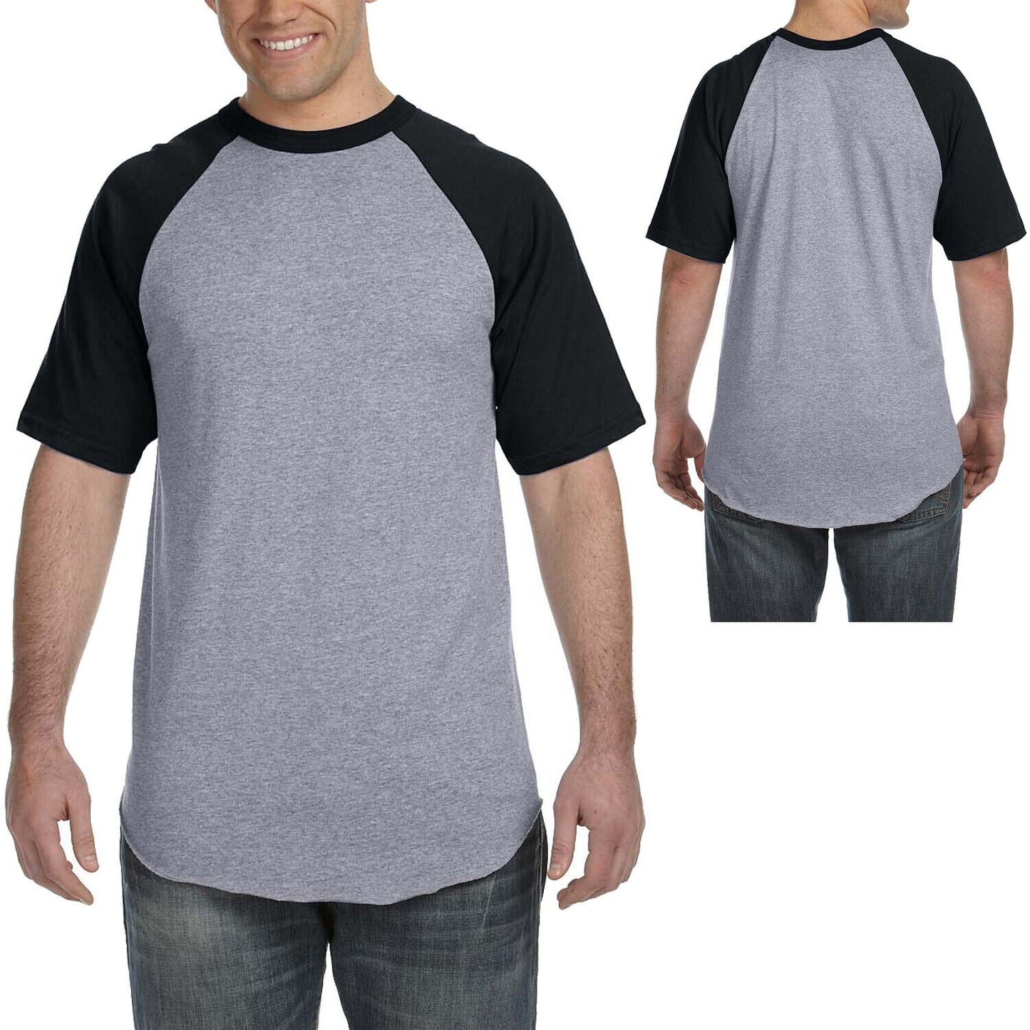 Mens Short-Sleeve Baseball Blended Jersey Raglan T-Shirt Performance Tee S-3XL