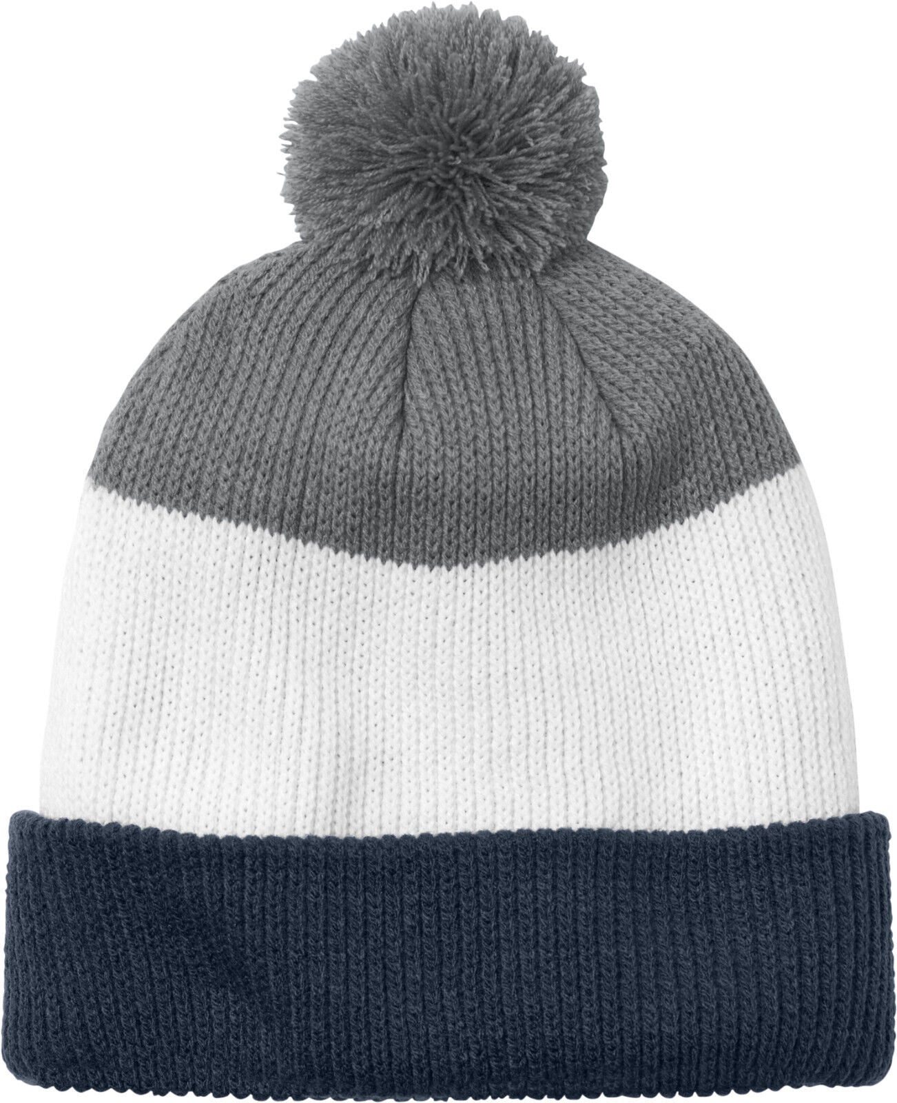 Mens Womens Cozy Striped Pom Beanie Winter Warm Headwear Hat NEW Adjustable Cuff