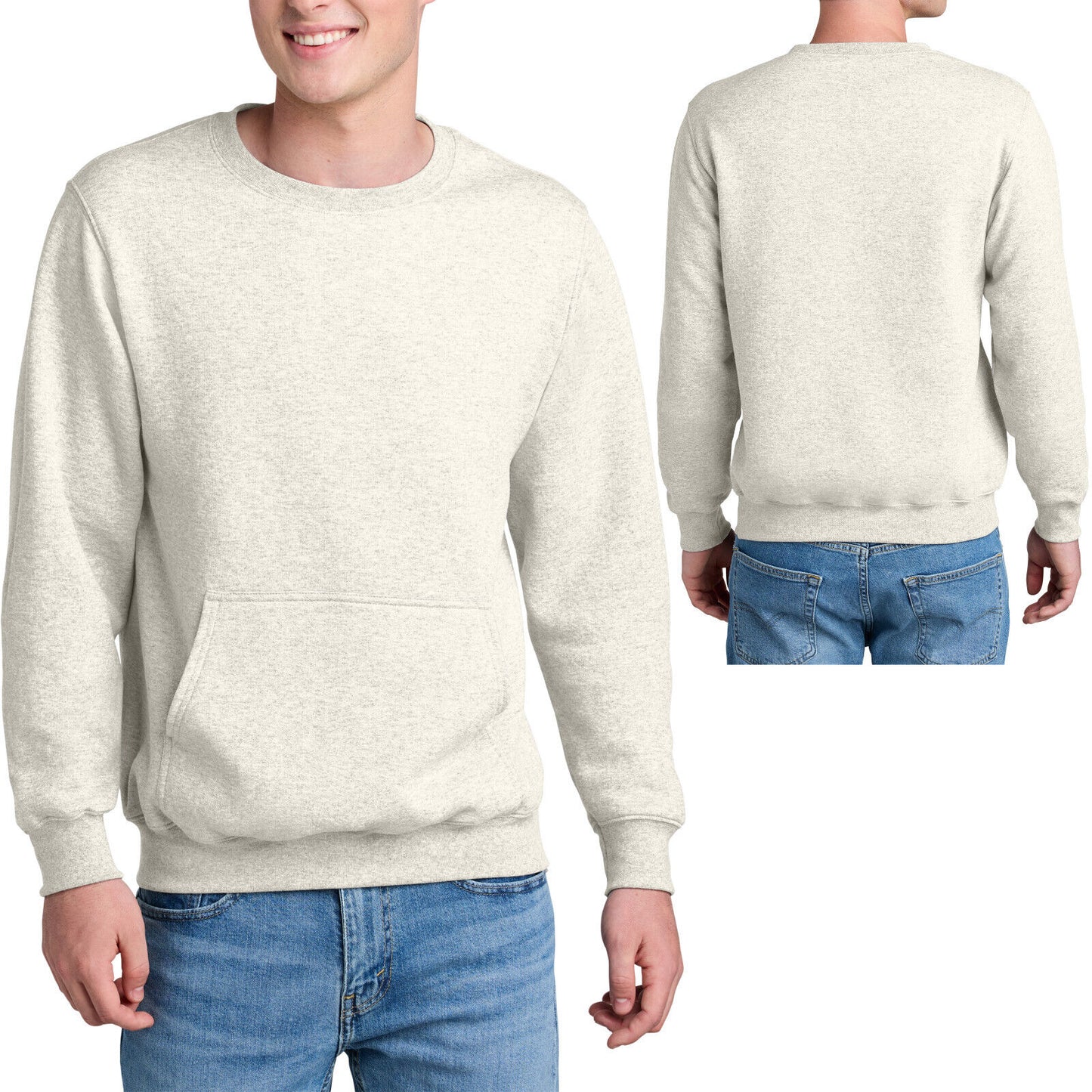 Mens Soft Cozy Fleece Creneck Pocket Blended Sweatshirt S-4XL 8 Colors NEW!
