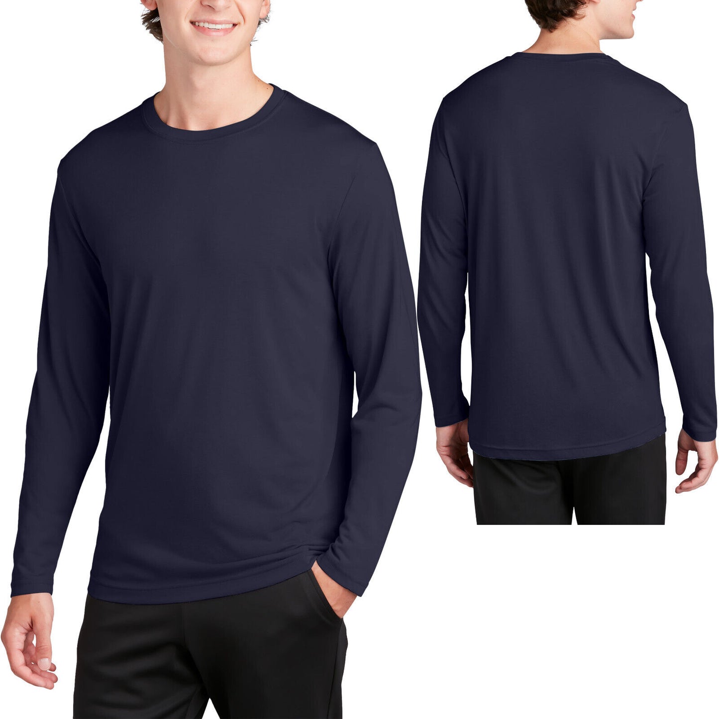 Mens 100% Poly "COTTON FEEL" Moisture Wicking Athletic Long Sleeve T-Shirt XS-4X