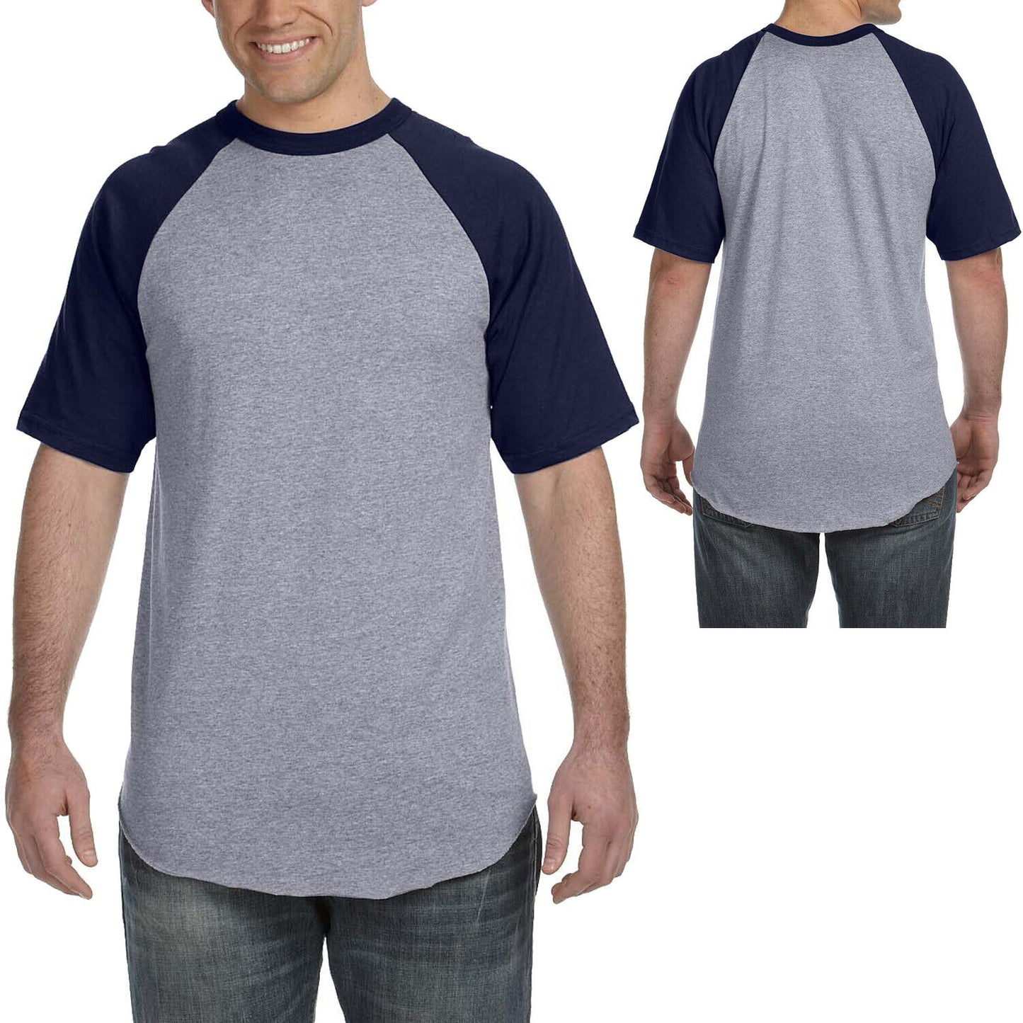Mens Short-Sleeve Baseball Blended Jersey Raglan T-Shirt Performance Tee S-3XL