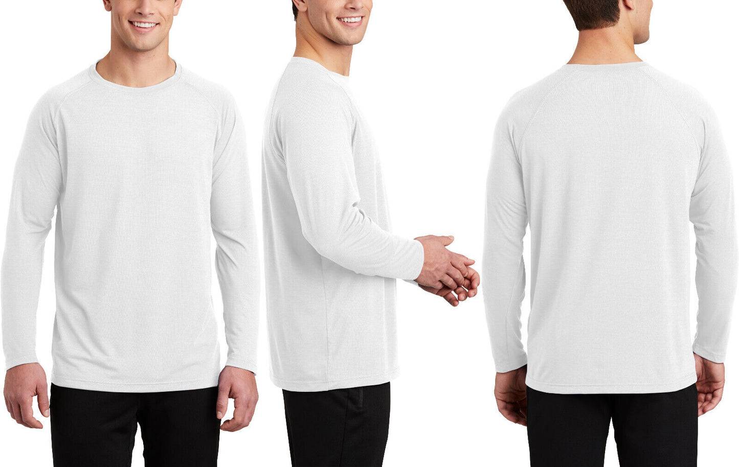 Mens "COTTON FEEL" Moisture Sweat Wicking Athletic Fit Long Sleeve T-Shirt XS-4X